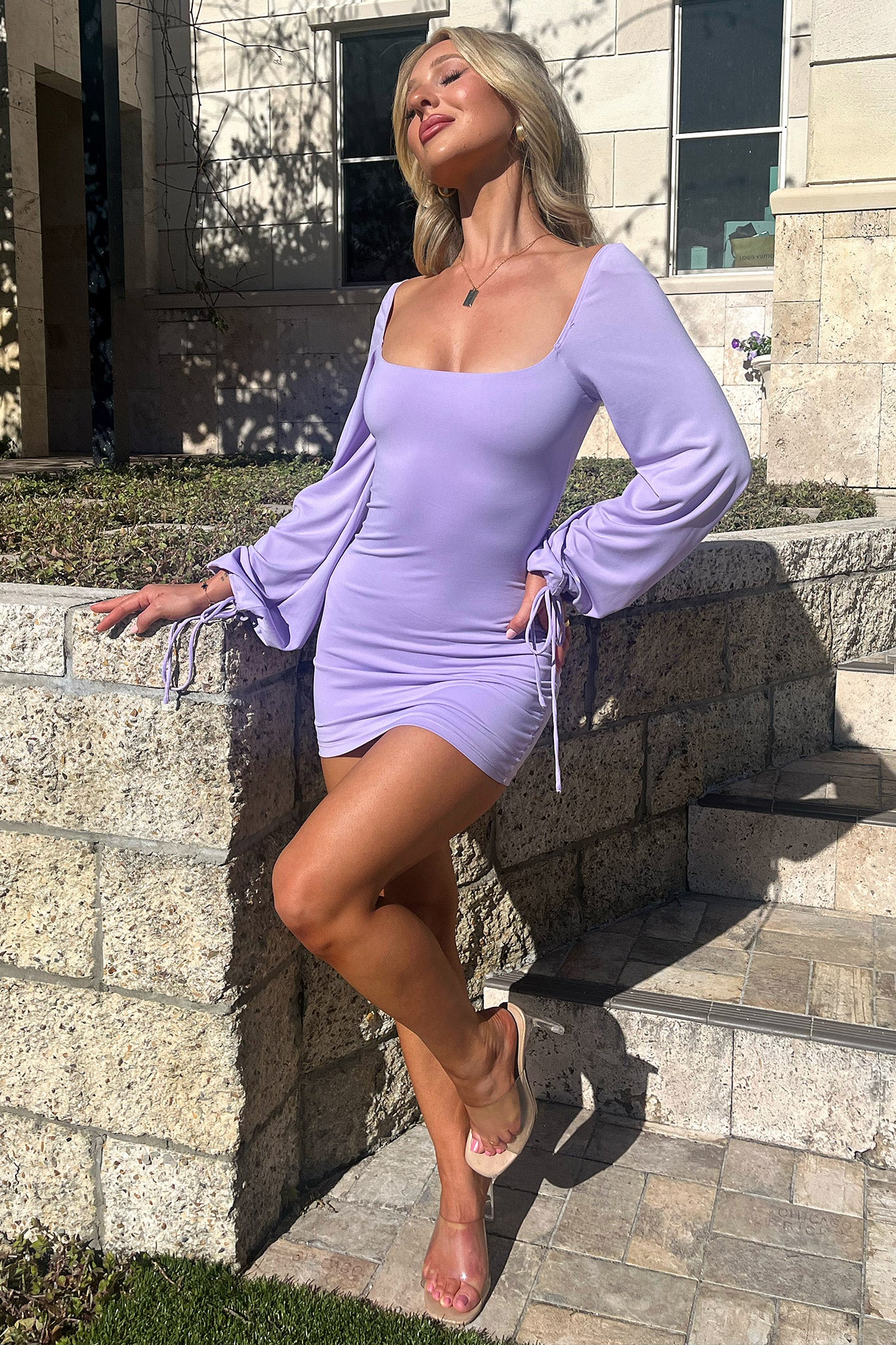 Atkinson Long Sleeve Mini Dress - Purple