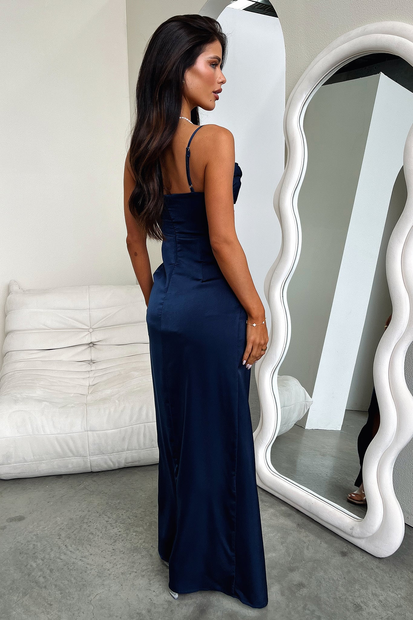 Aiana Satin Maxi Dress - Navy
