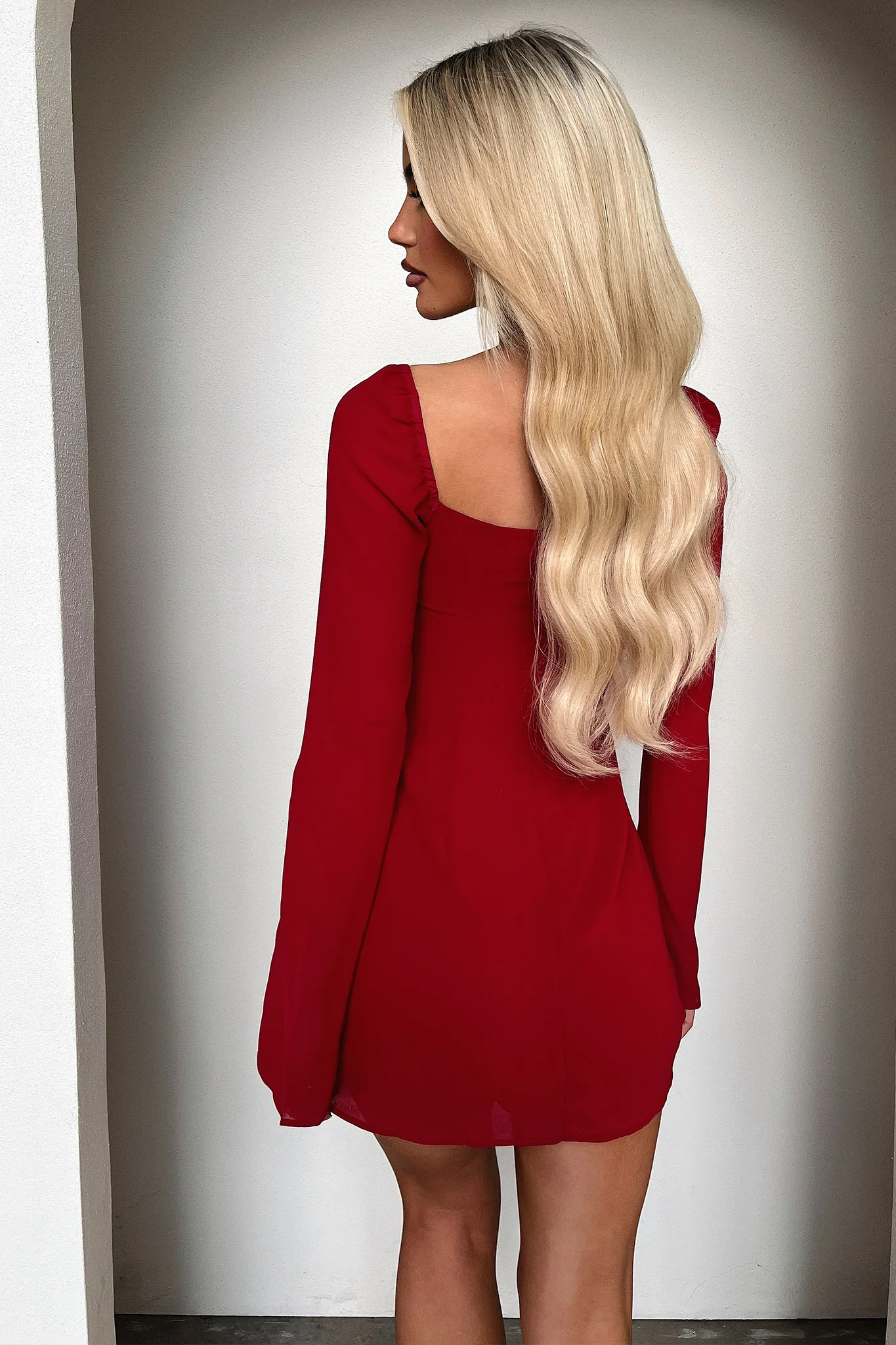 Charisma Long Sleeve Mini Dress - Red