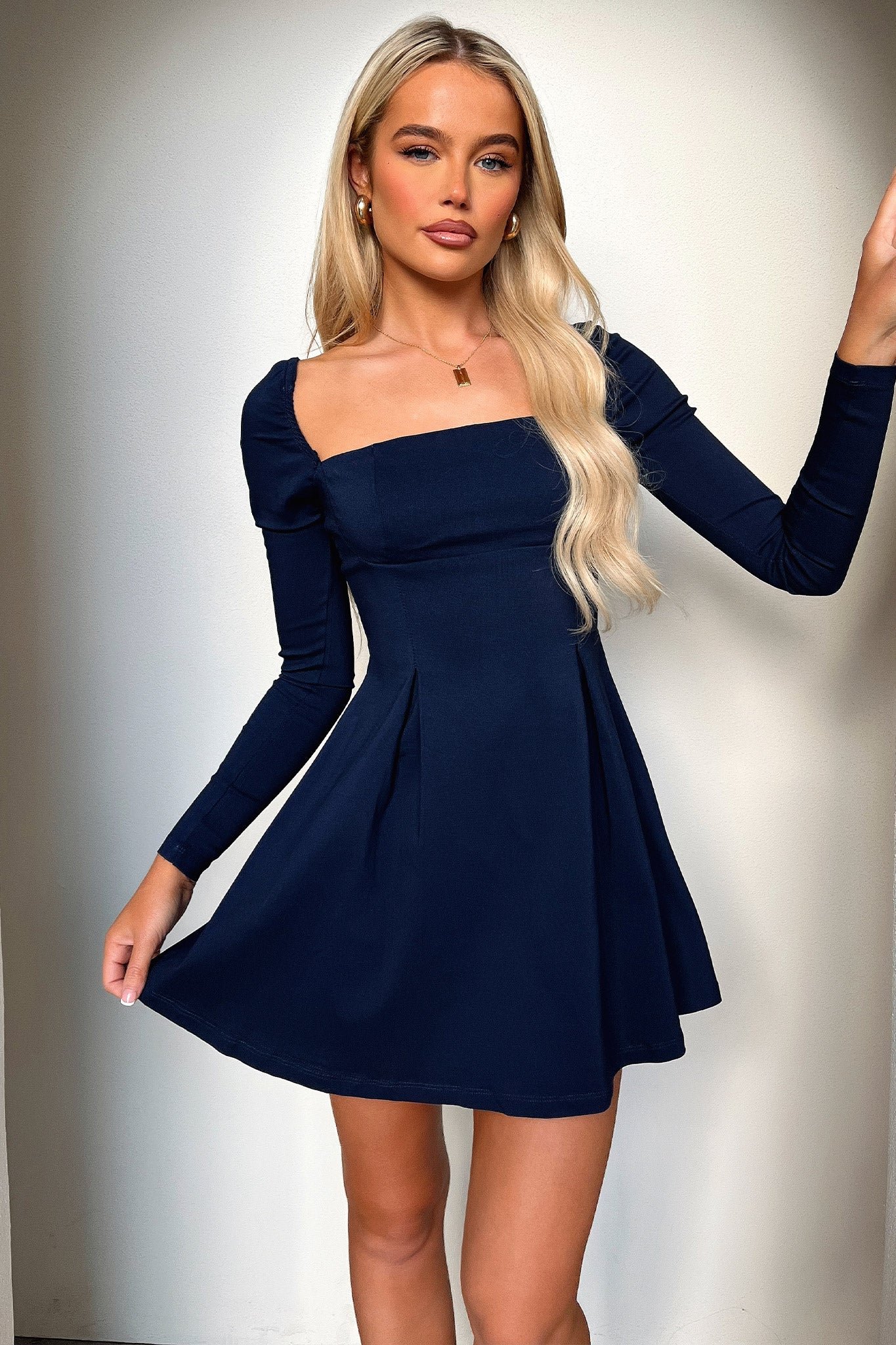 Tabitha Long Sleeve Mini Dress - Navy