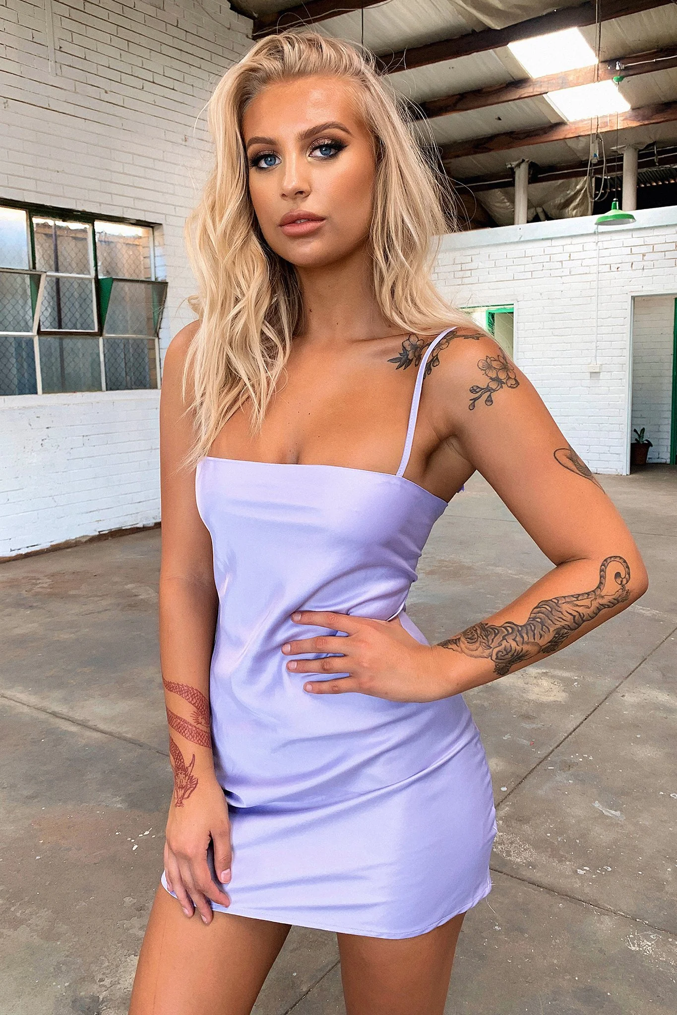 Addison Satin Mini Dress - Lilac
