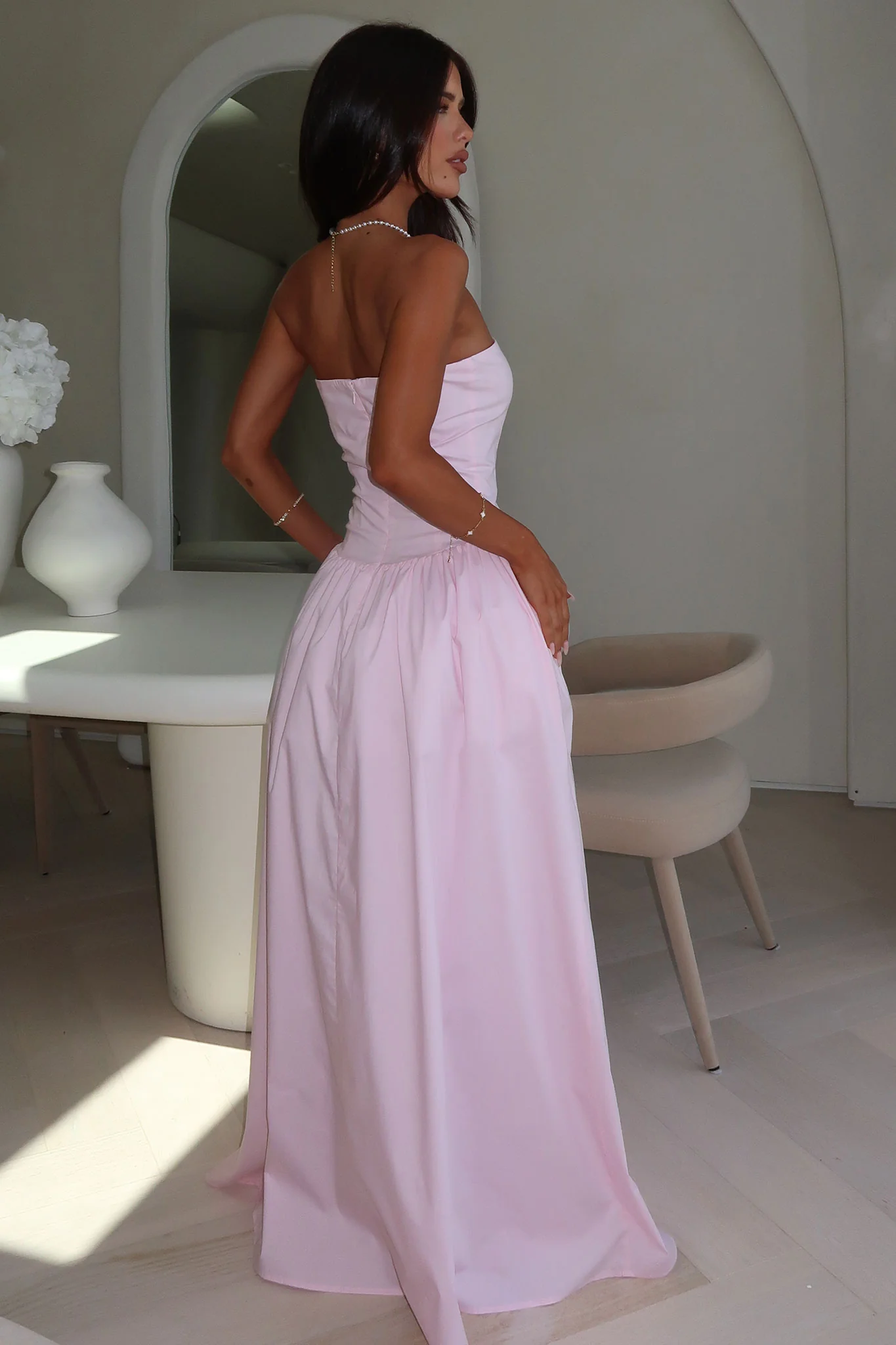Iridessa Strapless Maxi Dress - Baby Pink