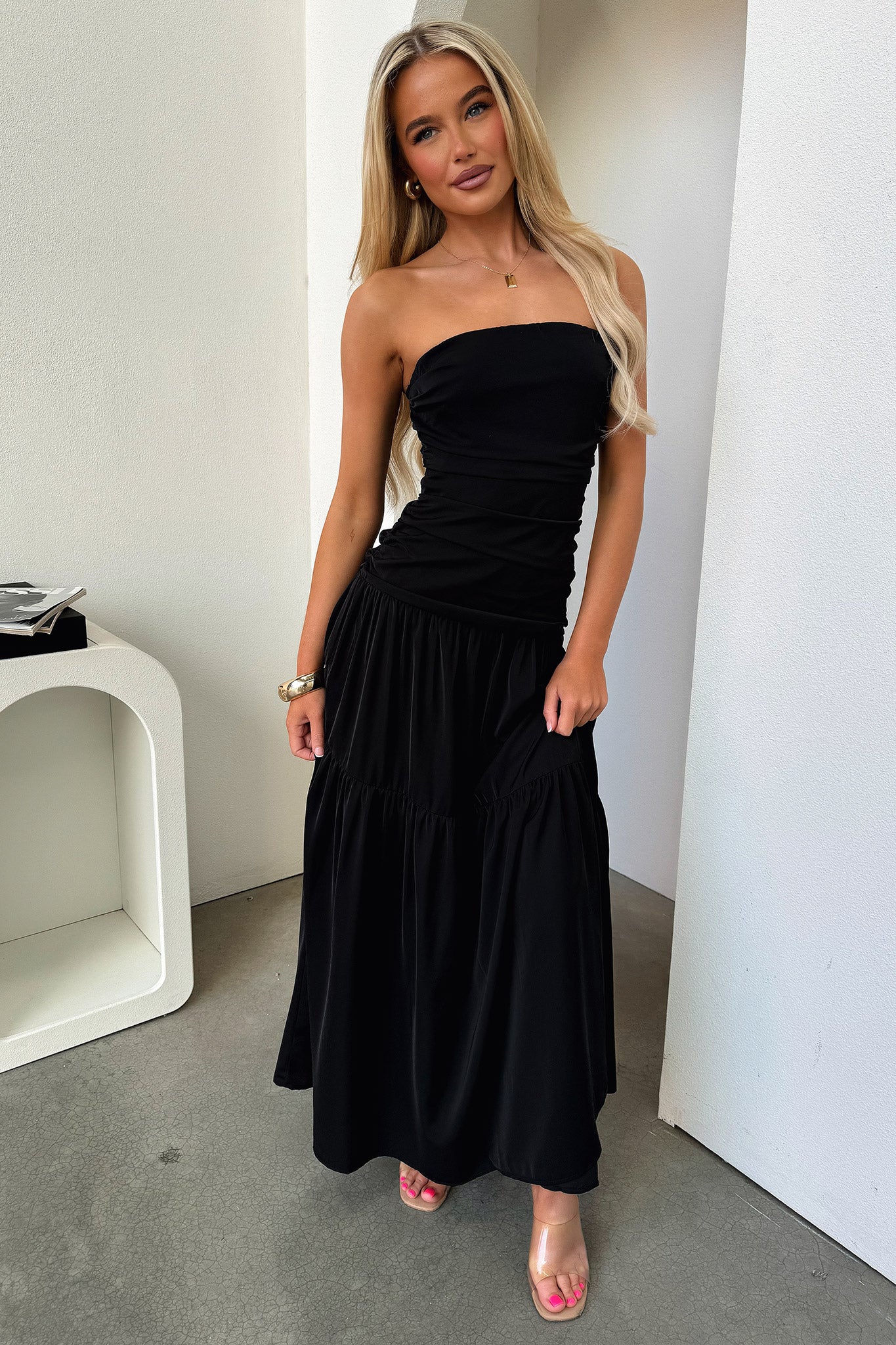 Charlotte Strapless Maxi Dress - Black