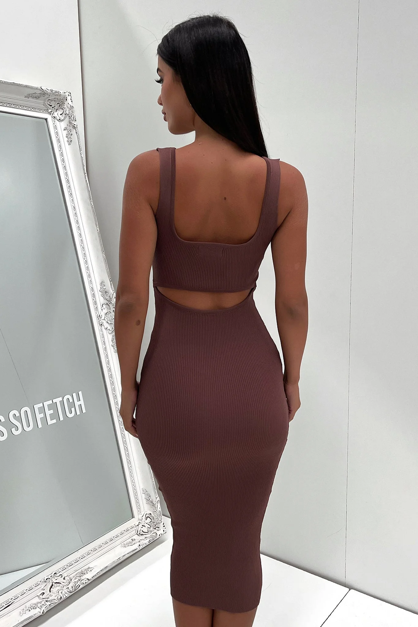 Neeha Midi Dress - Brown