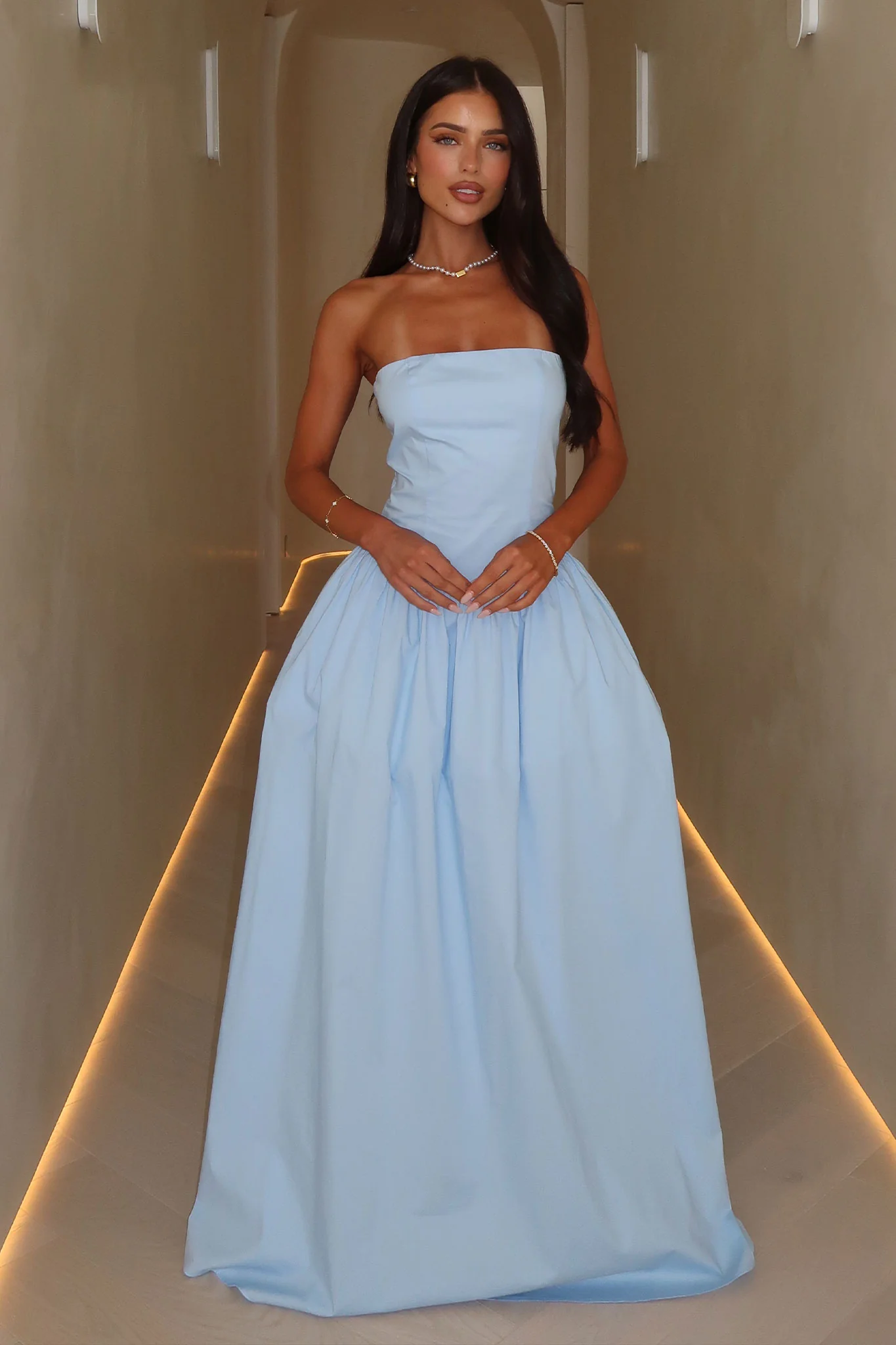 Iridessa Strapless Maxi Dress - Baby Blue