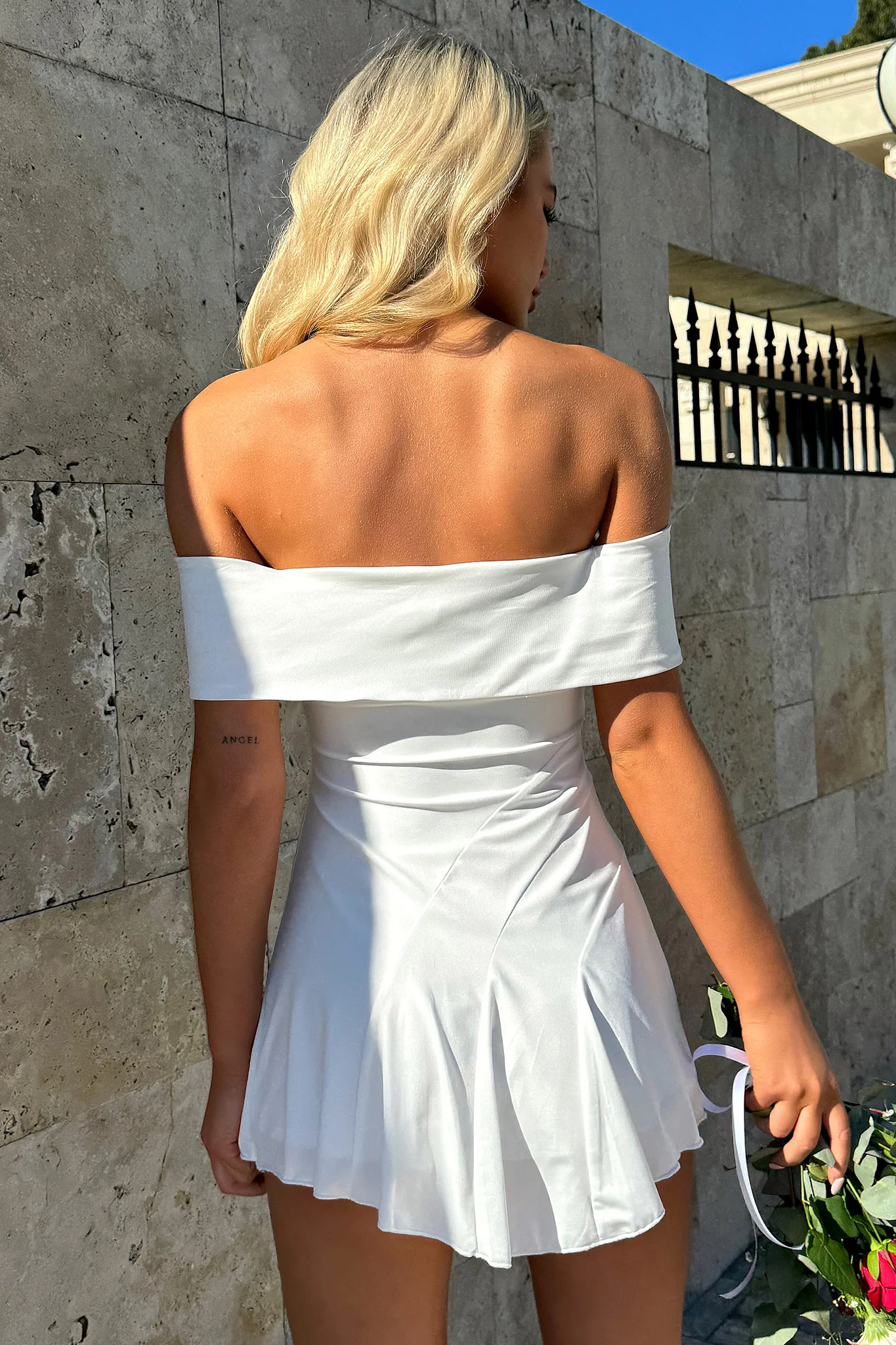 Kirsten Off Shoulder Mini Dress - White