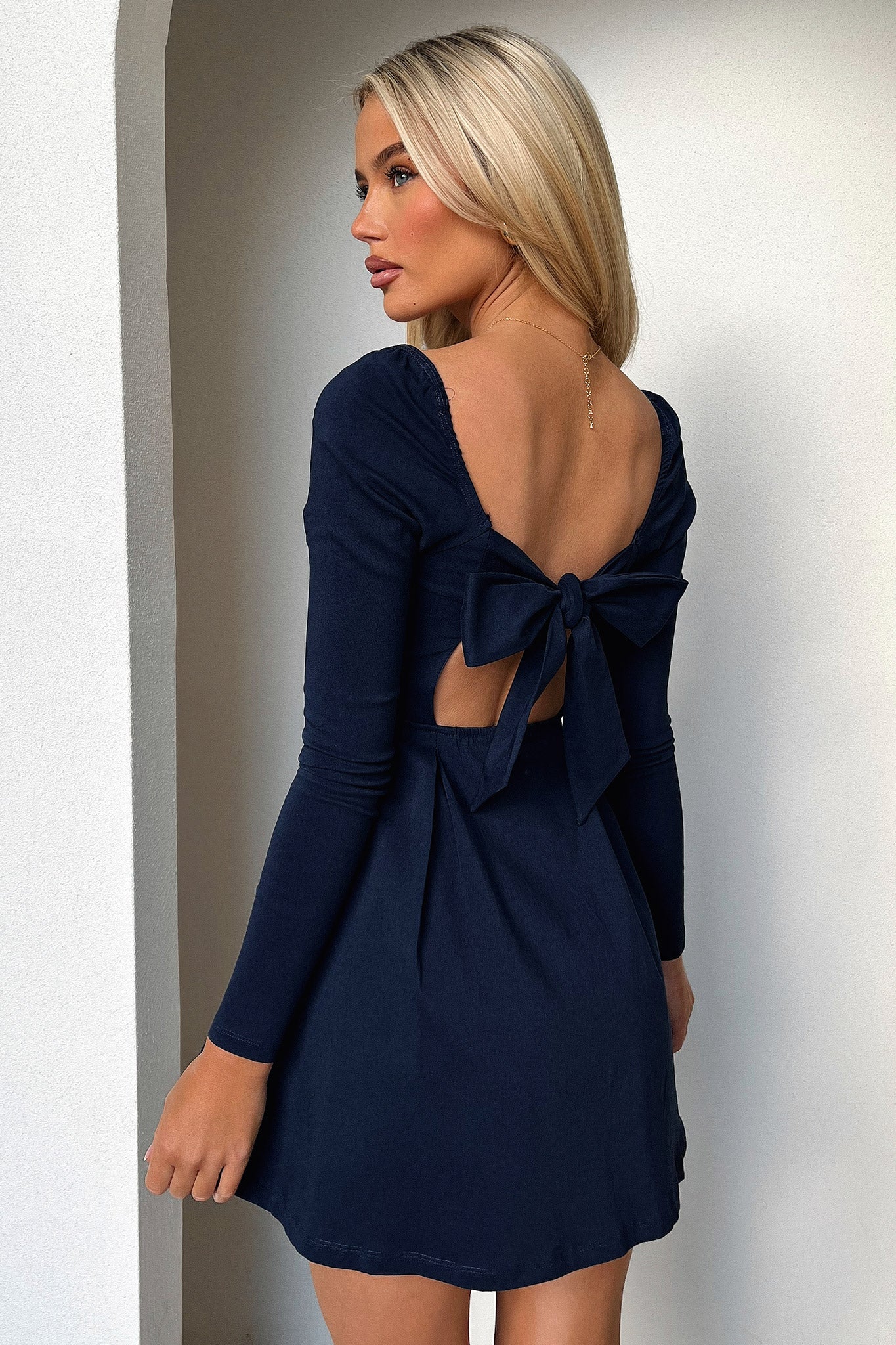 Tabitha Long Sleeve Mini Dress - Navy