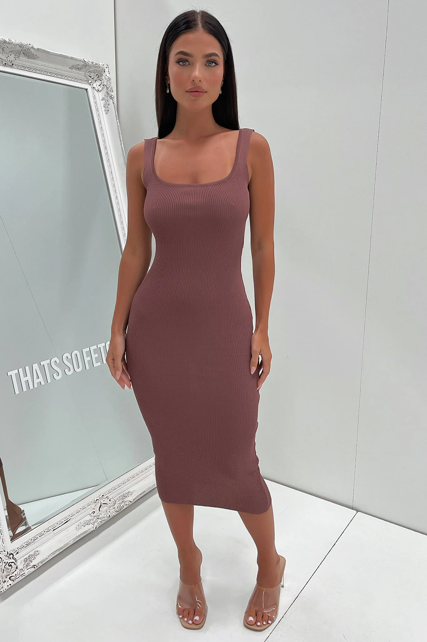 Neeha Midi Dress - Brown