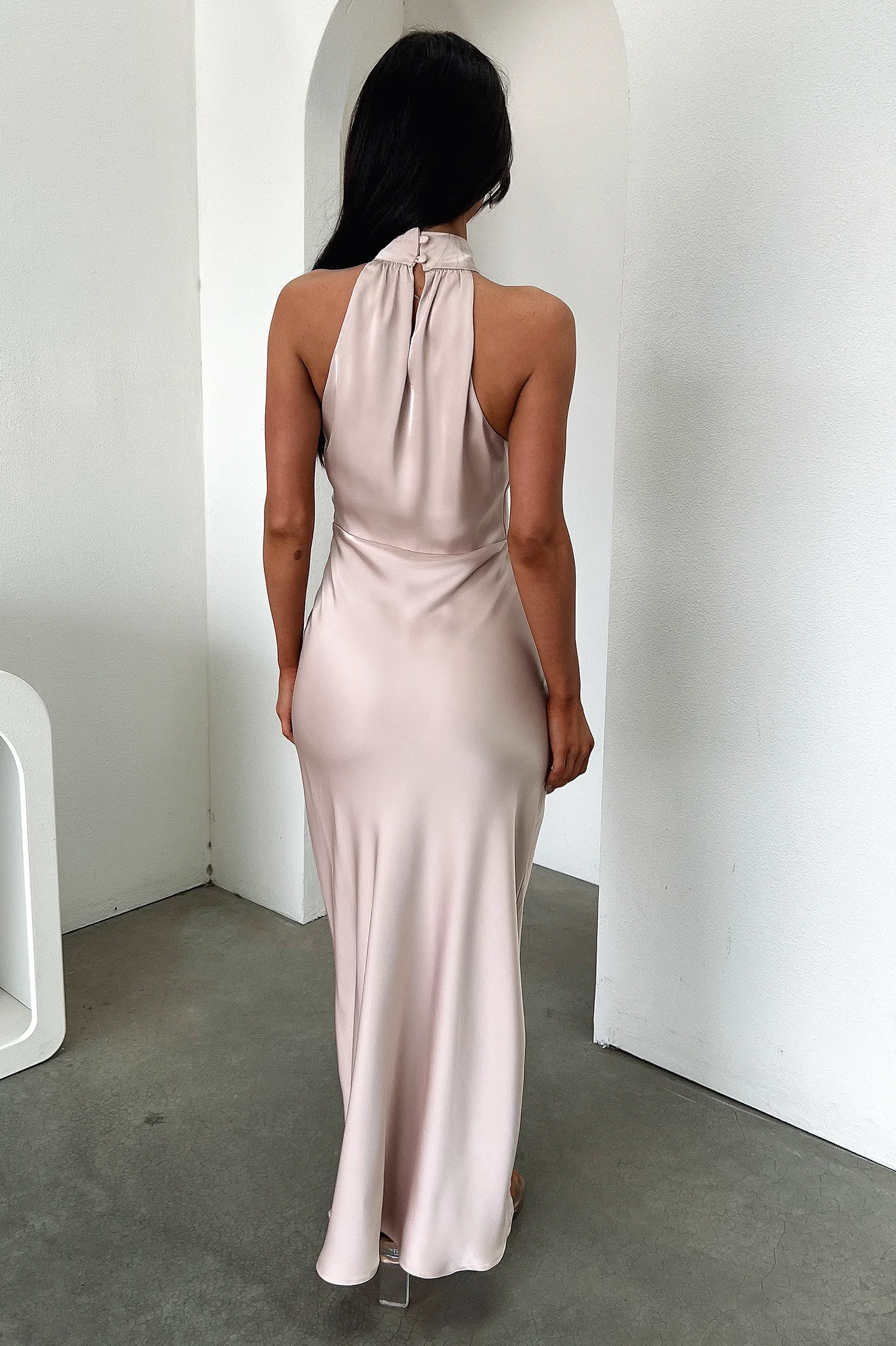 Daphne High Neck Maxi Dress - Champagne