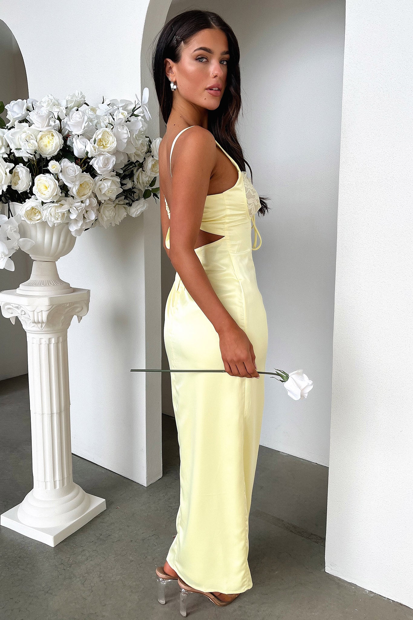 Sorrento Satin Maxi Dress - Yellow