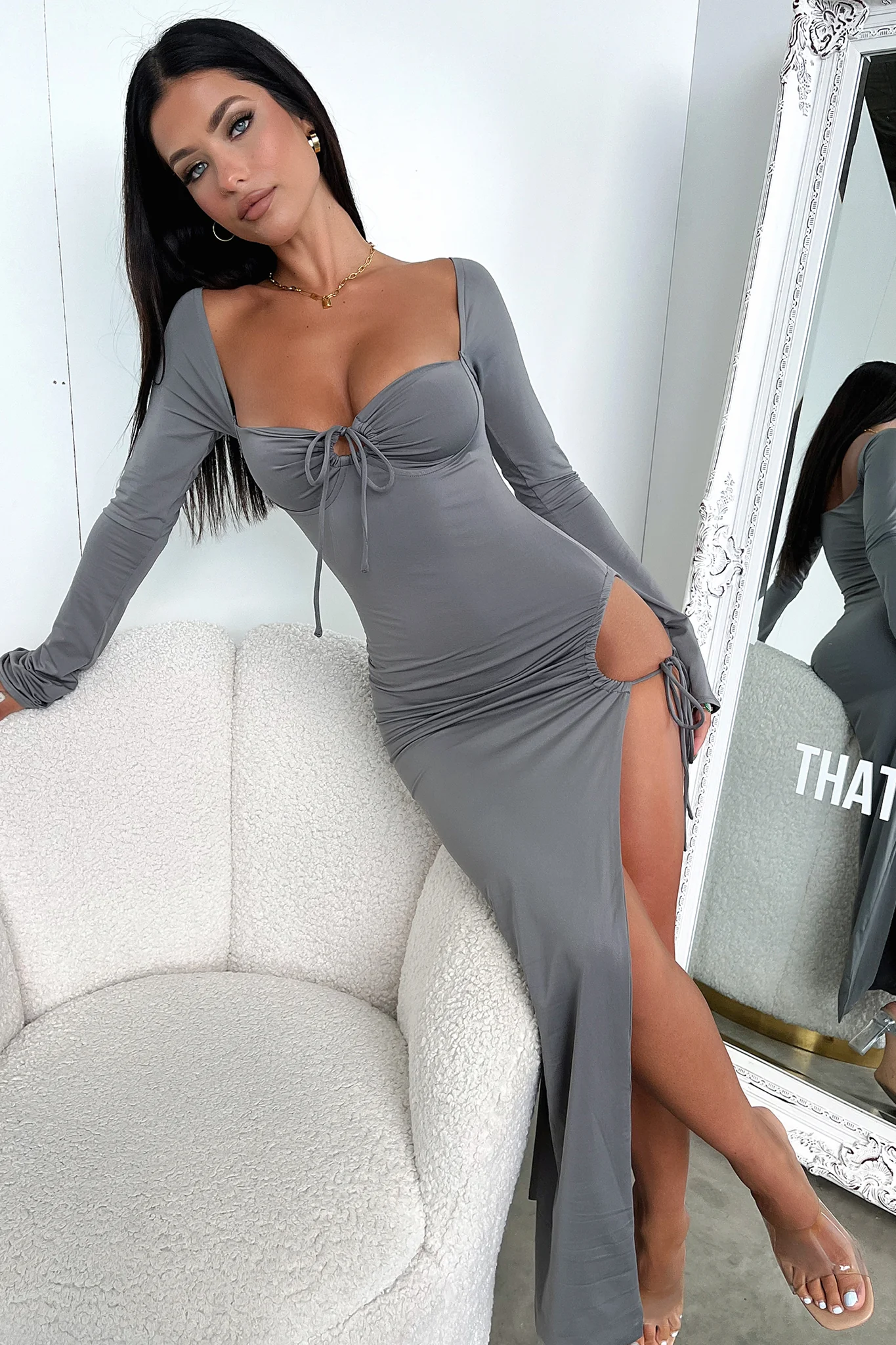 Noor Maxi Dress - Grey