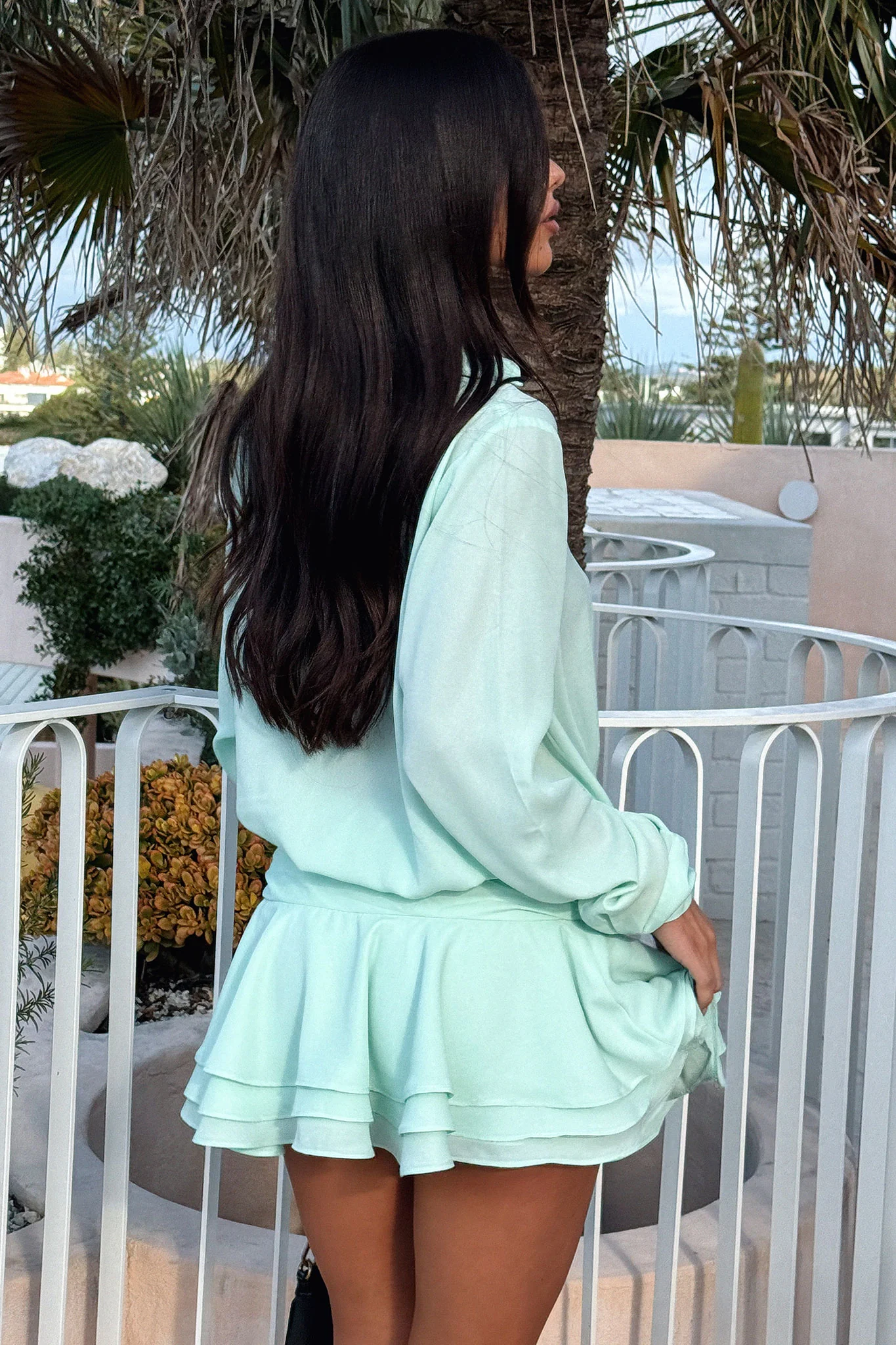 Naples Long Sleeve Mini Dress - Aqua