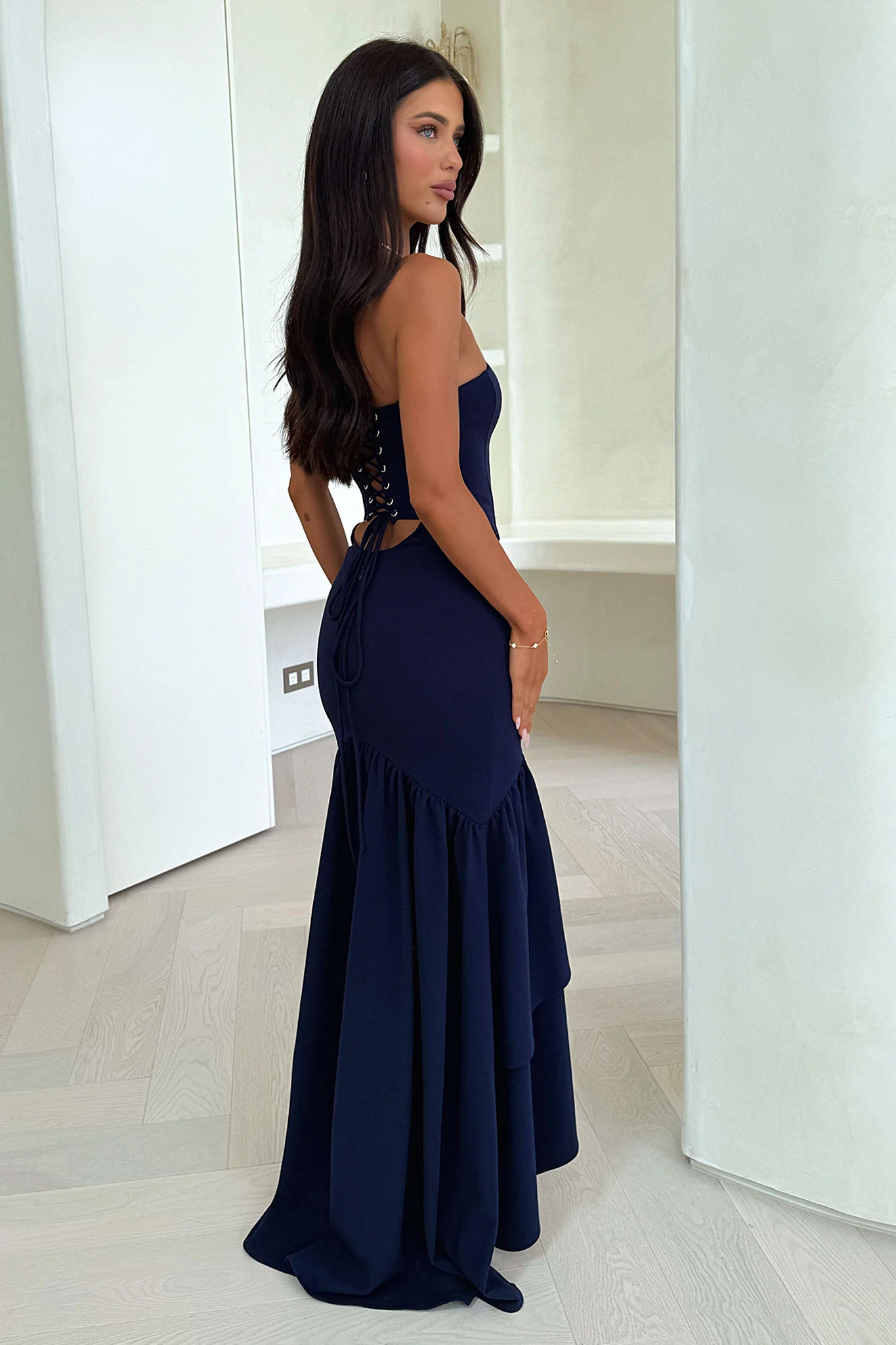 Thalassa Strapless Corset Maxi Dress - Navy