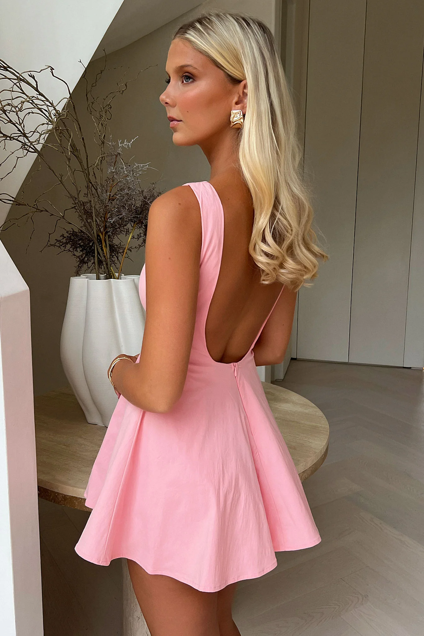 Arora Open Back Mini Dress - Pink