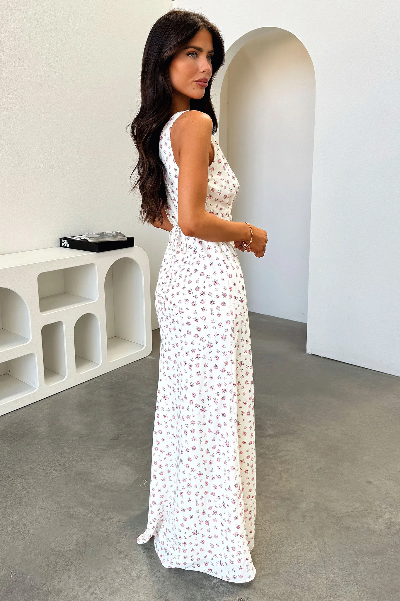 Naf V-Neck Maxi Dress - Rose Floral