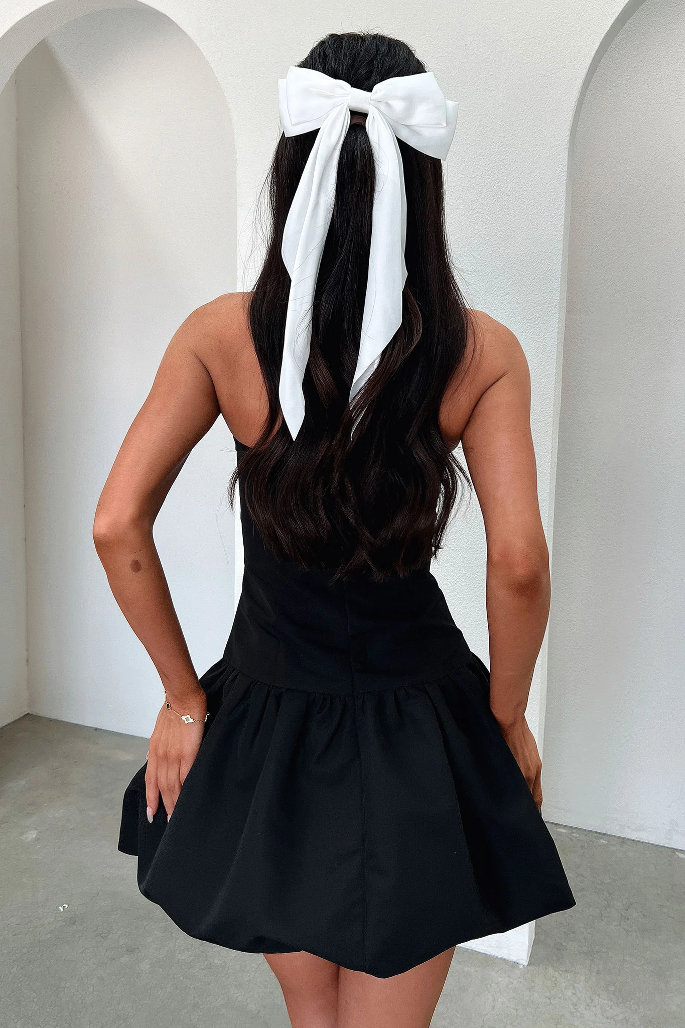 Kloe Bubble Skirt Strapless Mini Dress - Black