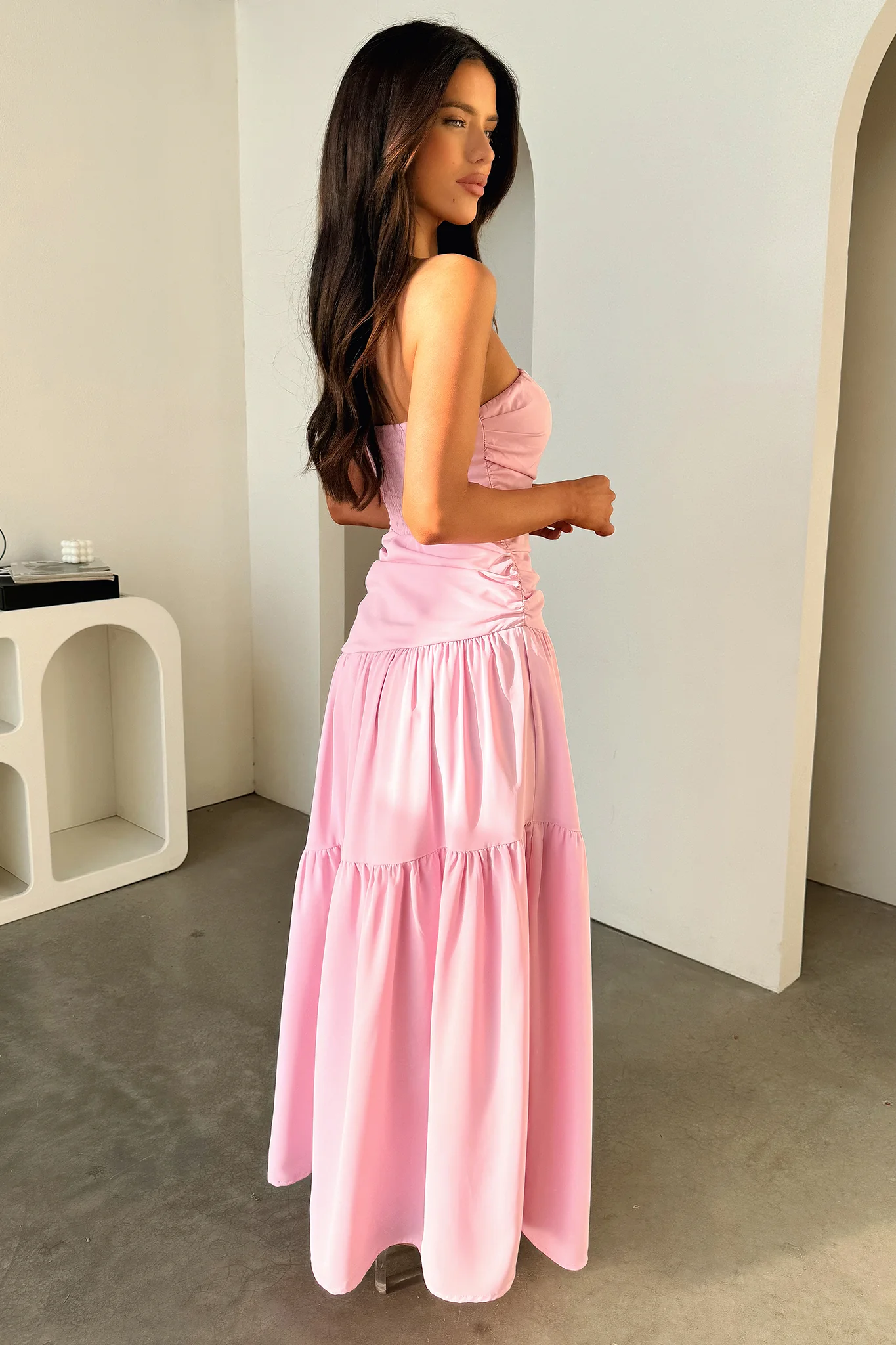 Charlotte Strapless Maxi Dress - Pink