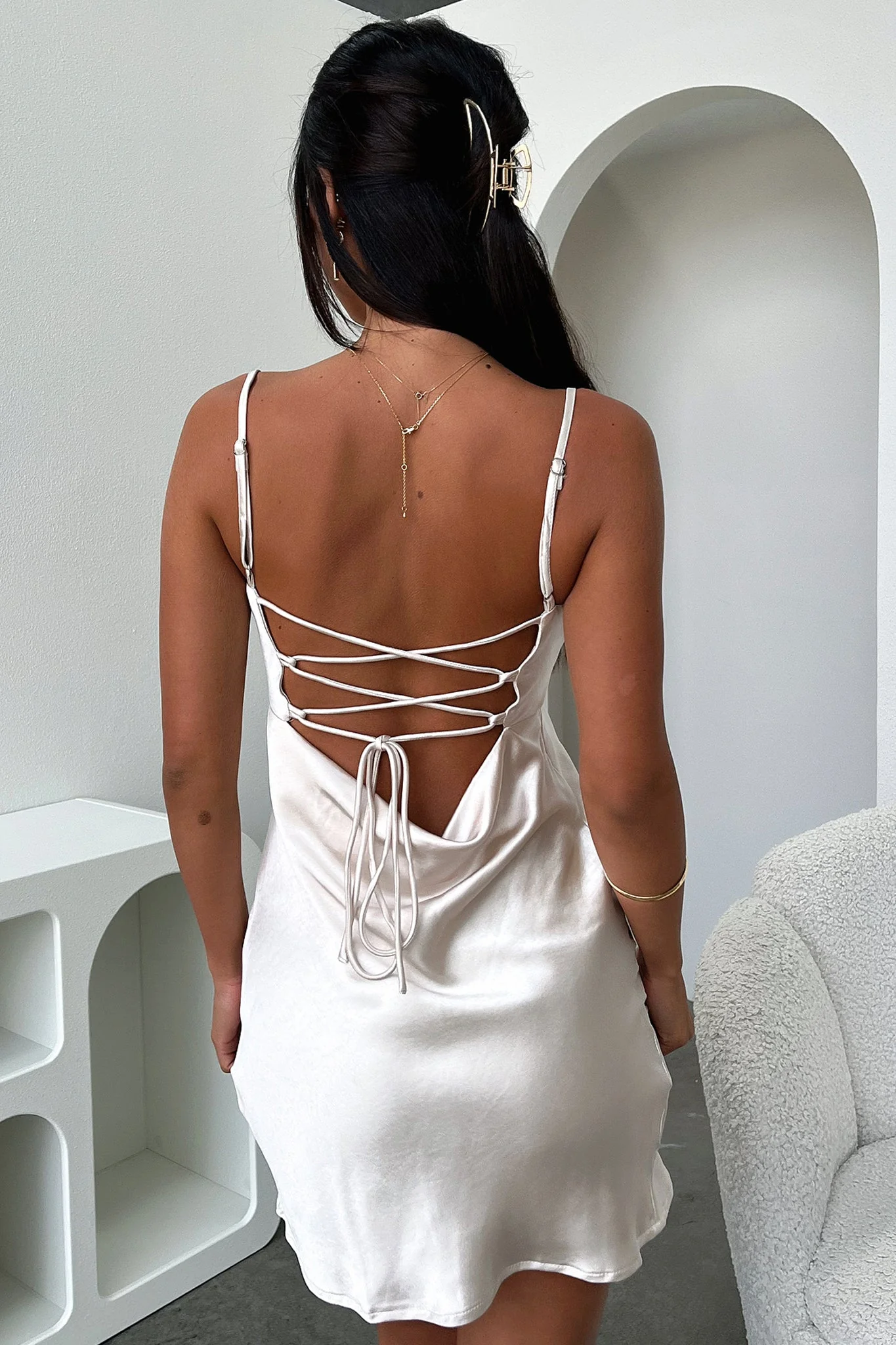 Addison Satin Mini Dress - Champagne
