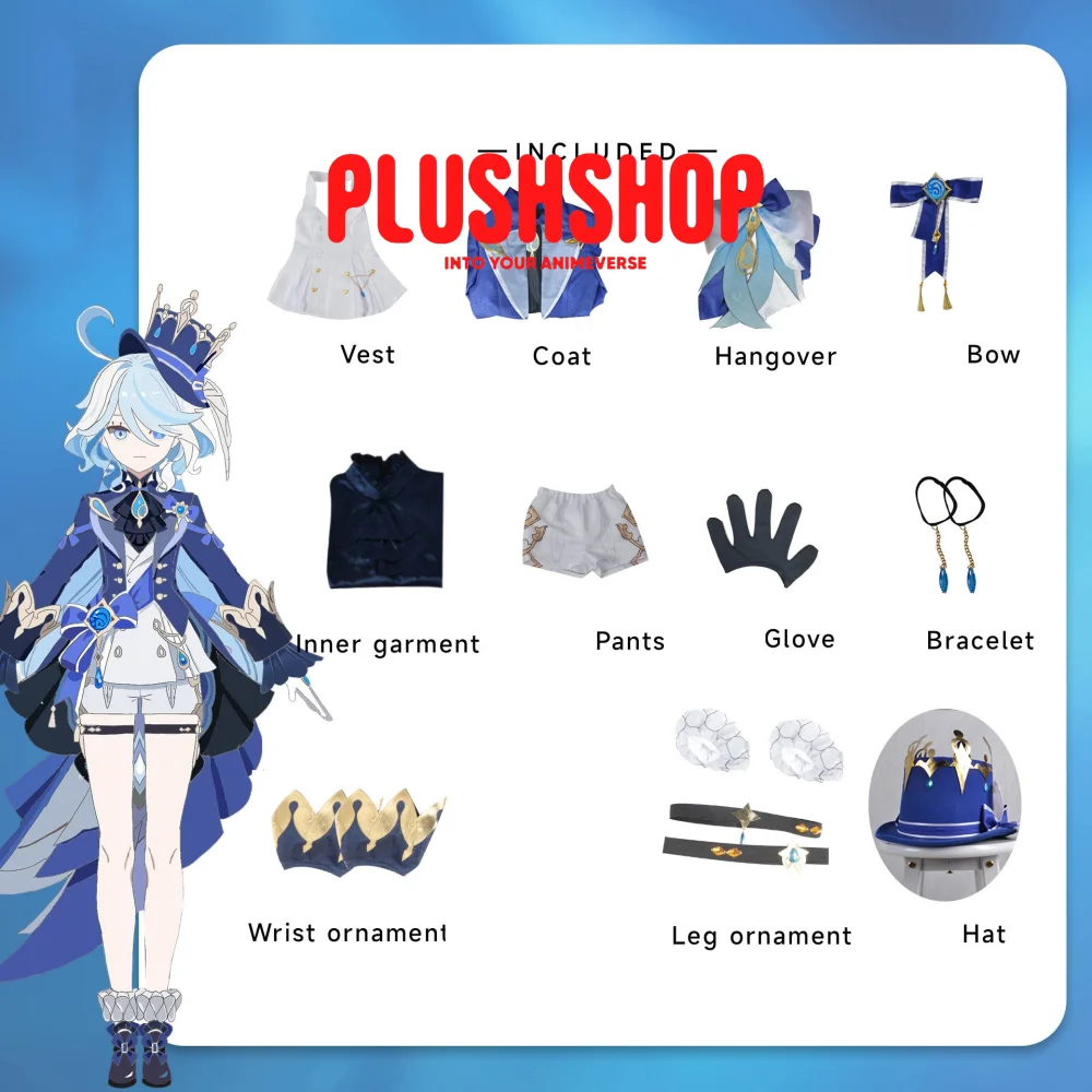 Furina Cosplay Outfit Clohes Wig