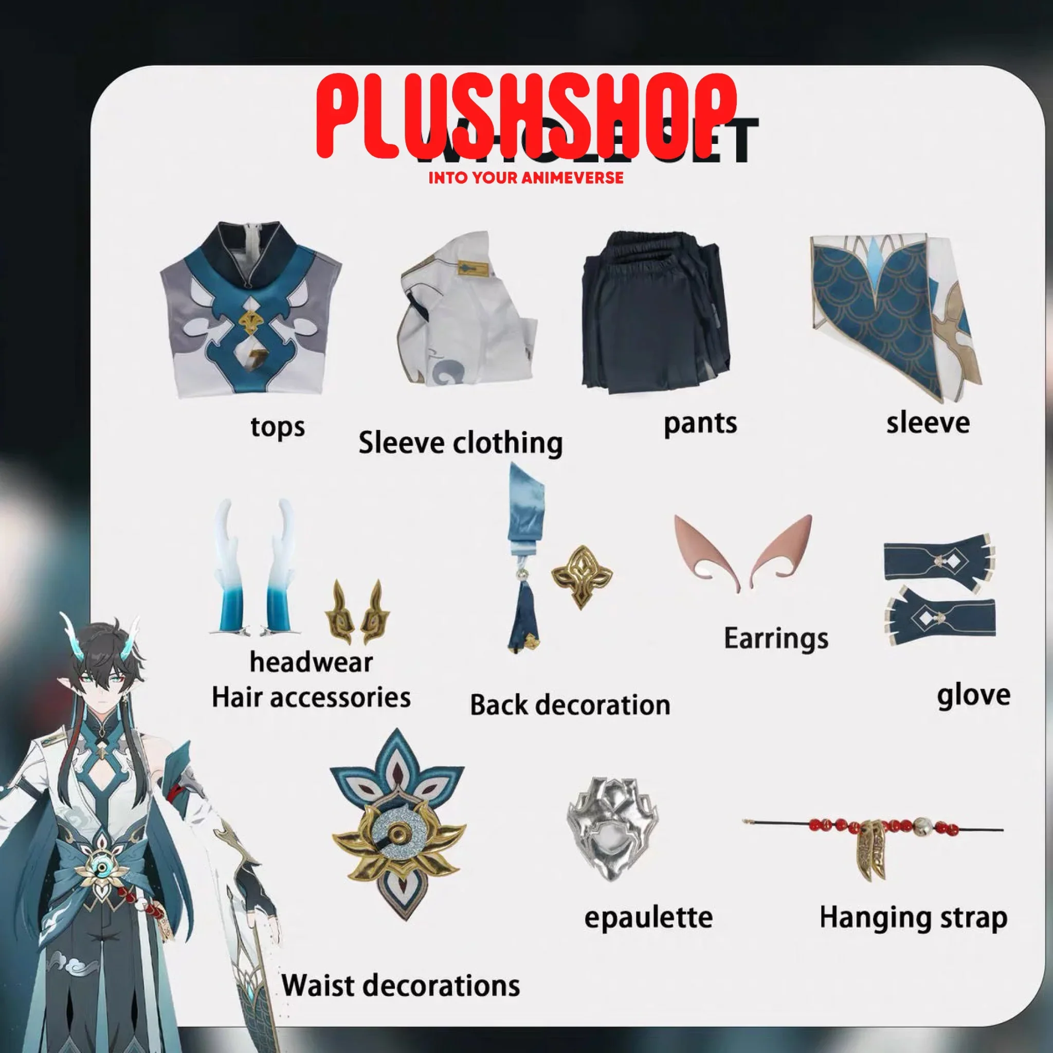 Honkai Starrail Danheng Imbibitor Lunae Cosplay Costume Full Set