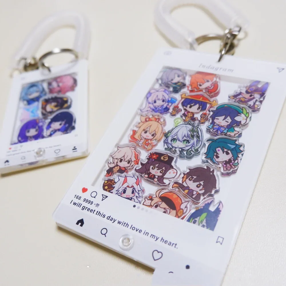 Shaker Shaker Genshin Cute Ins Card Holder with Genshin Character Pins