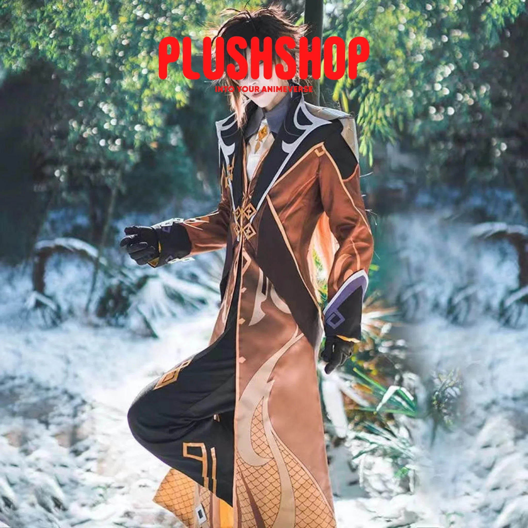 Genshin Impact Zhongli Cosplay Costume Full Set Wig Costume