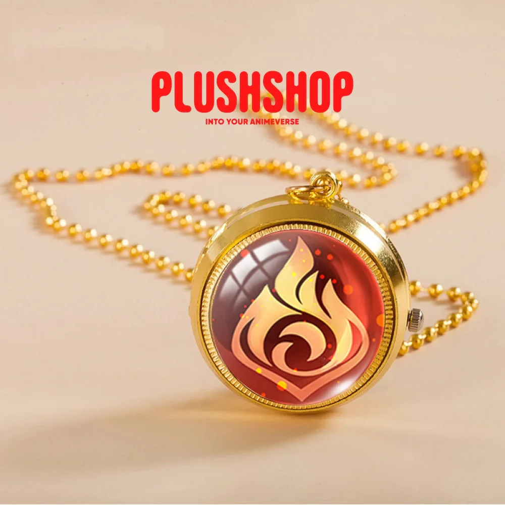 Genshin Pendant Metal Pocket Watch Necklace