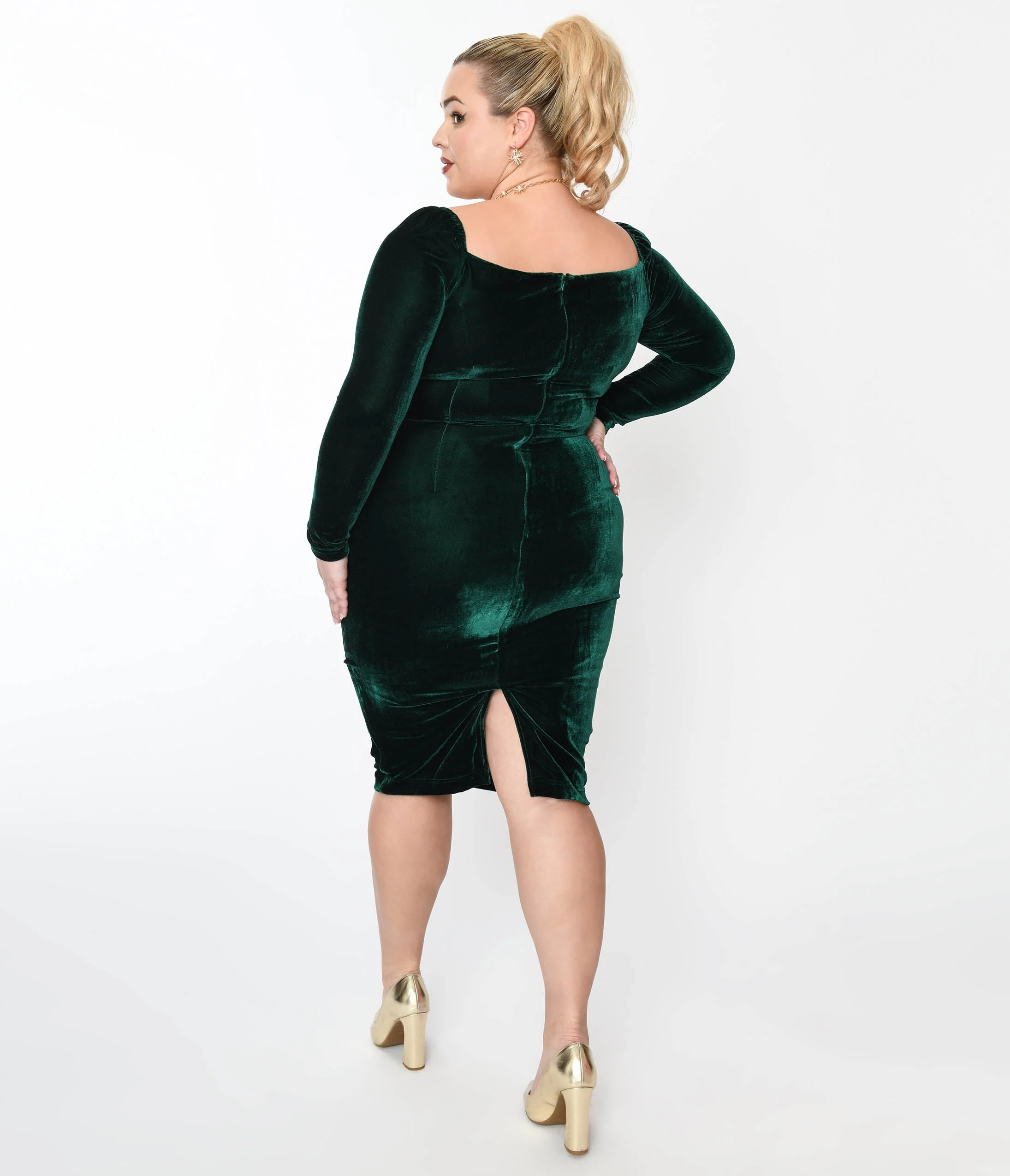 Emerald Green Velvet Esme Wiggle Dress