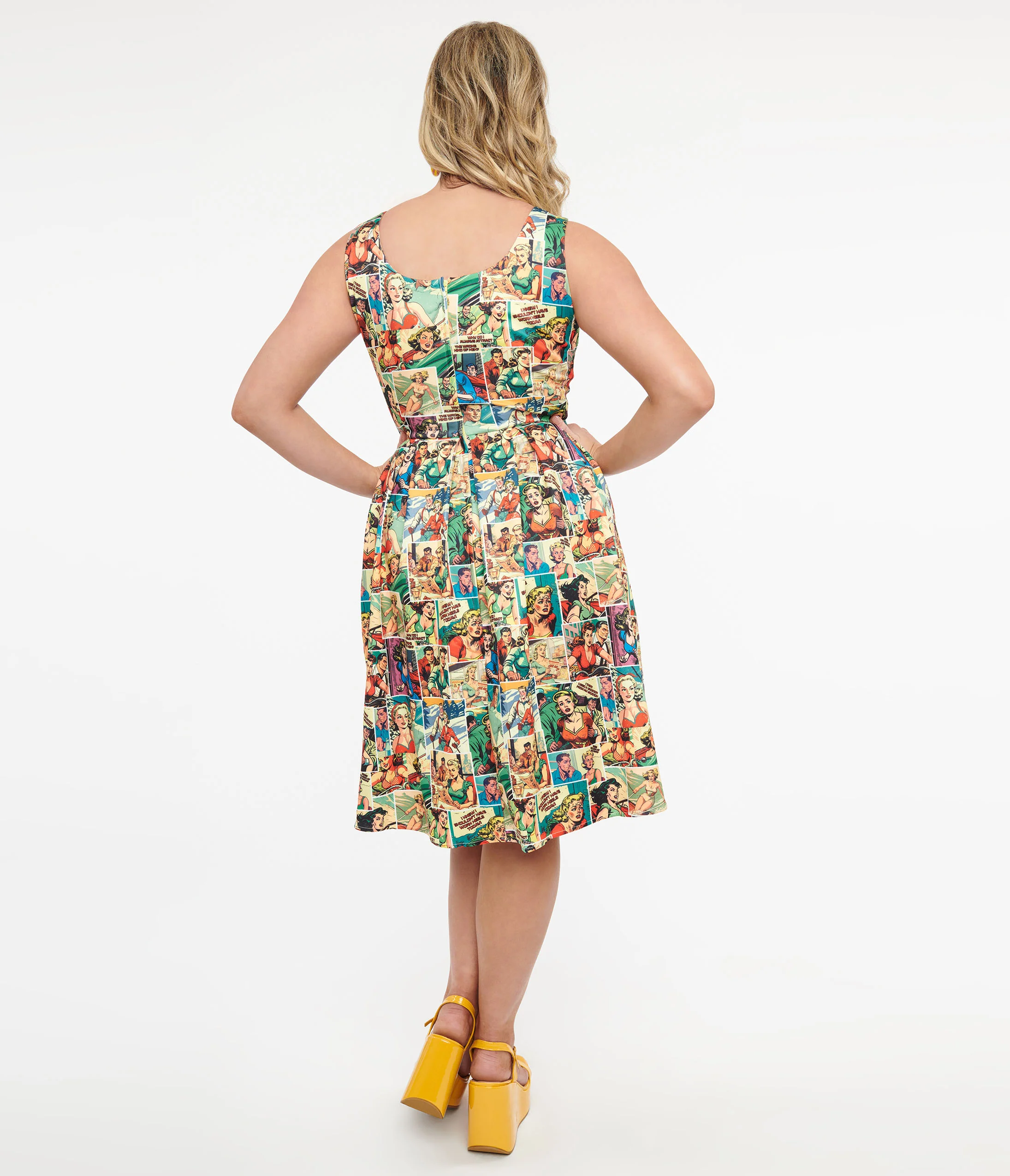 Dolly & Dotty 1950s Comic Book Print Amanda Swing Dress