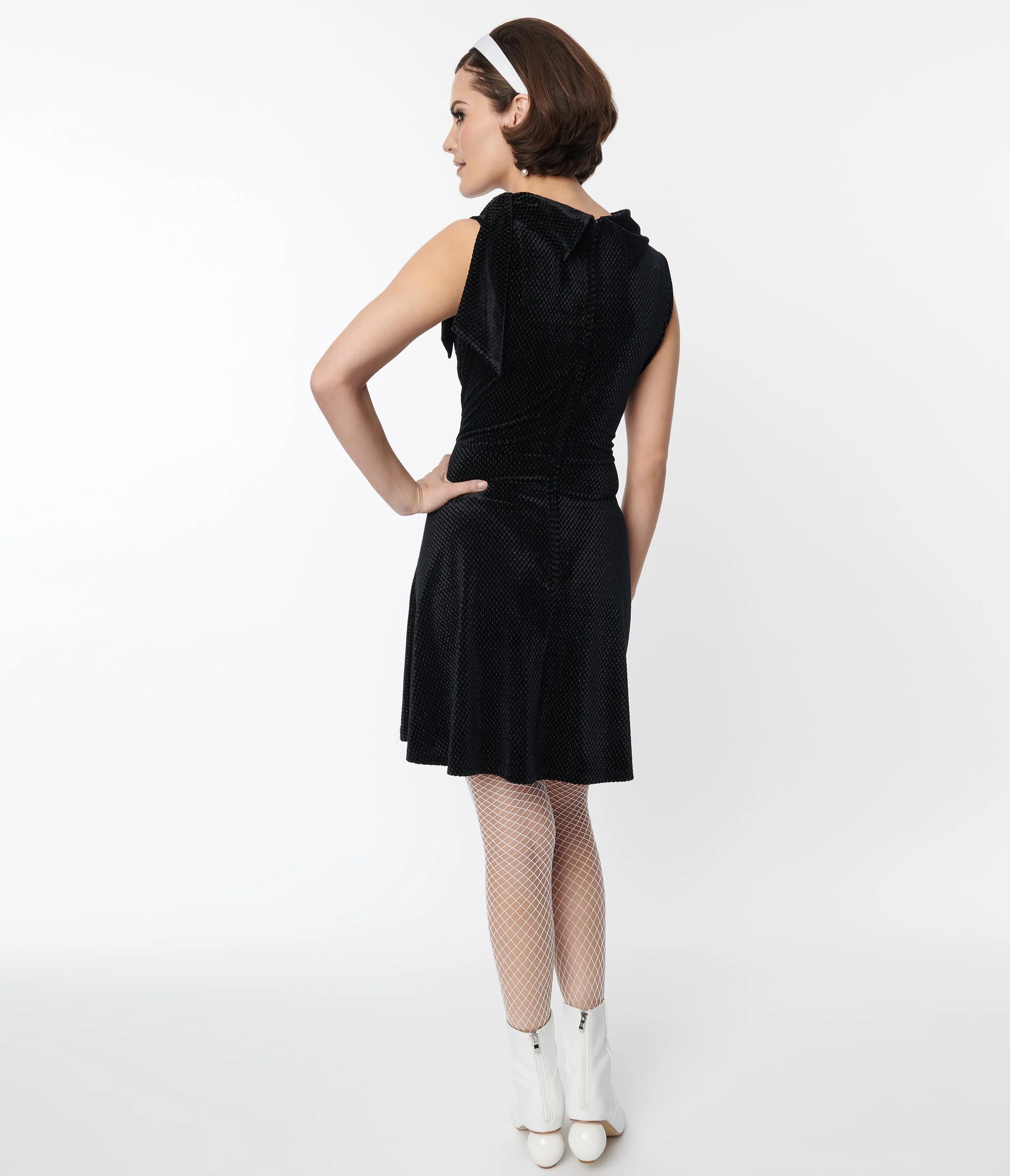 Smak Parlour Black Mock Neck Fit & Flare Dress