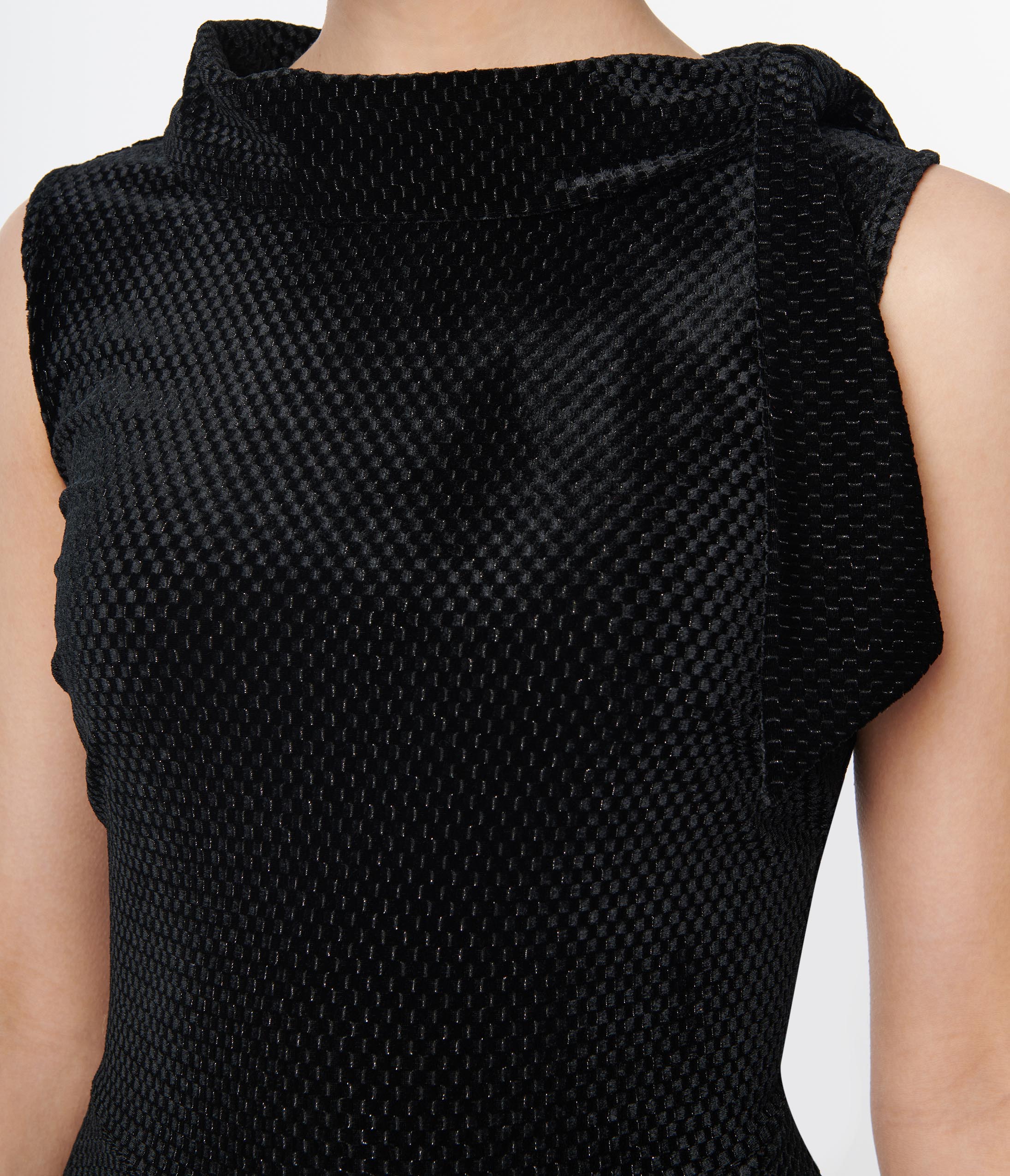 Smak Parlour Black Mock Neck Fit & Flare Dress