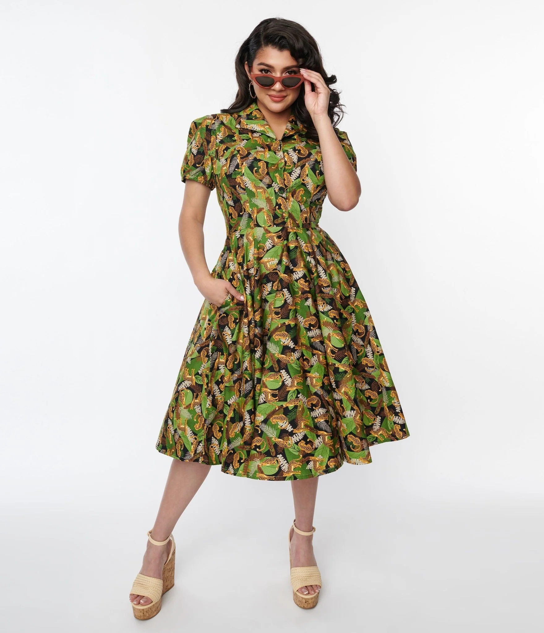 Magnolia Place Black Jungle Mona Swing Dress