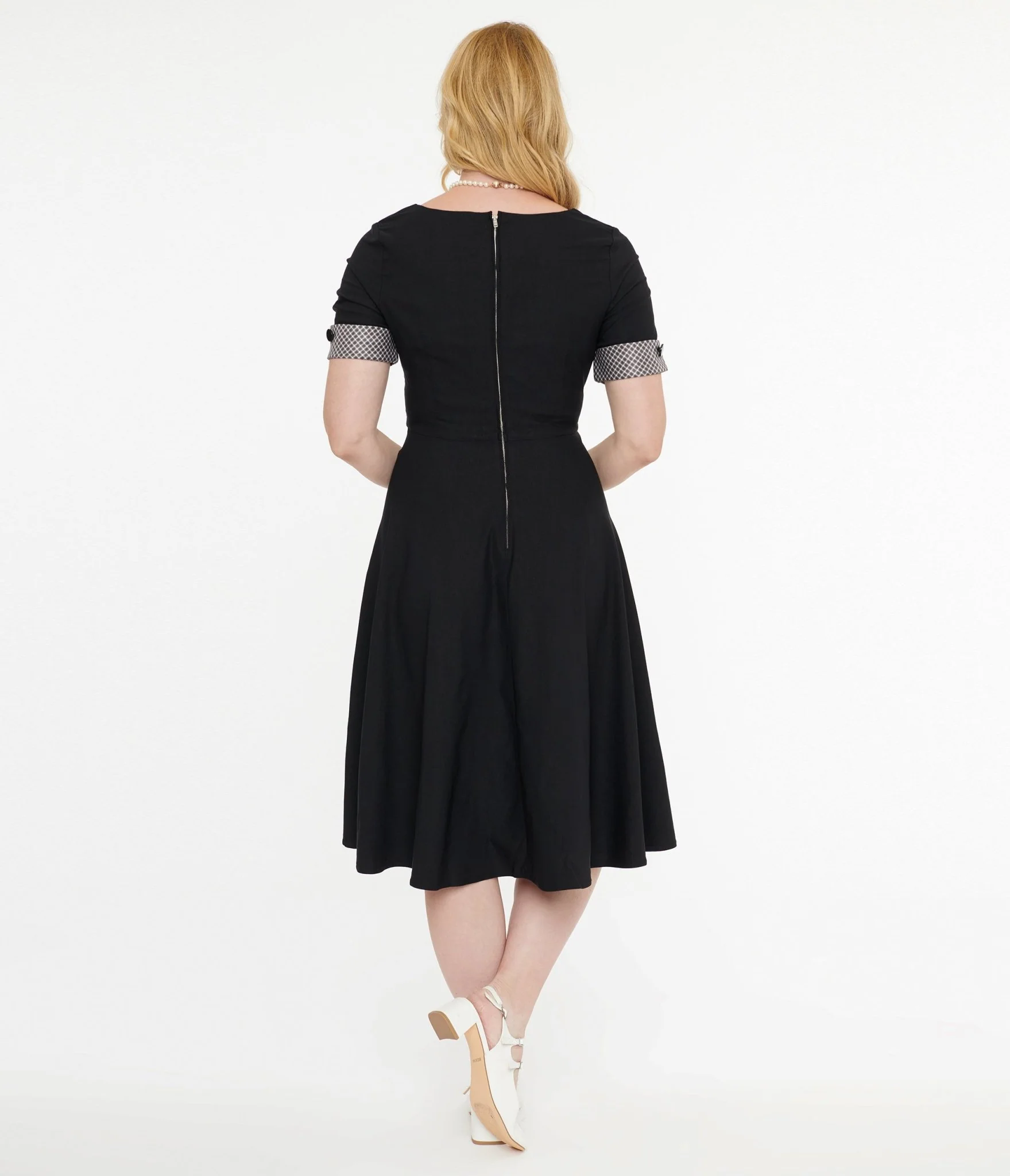 Tatyana 1950s Black & Plaid Trixie Swing Dress