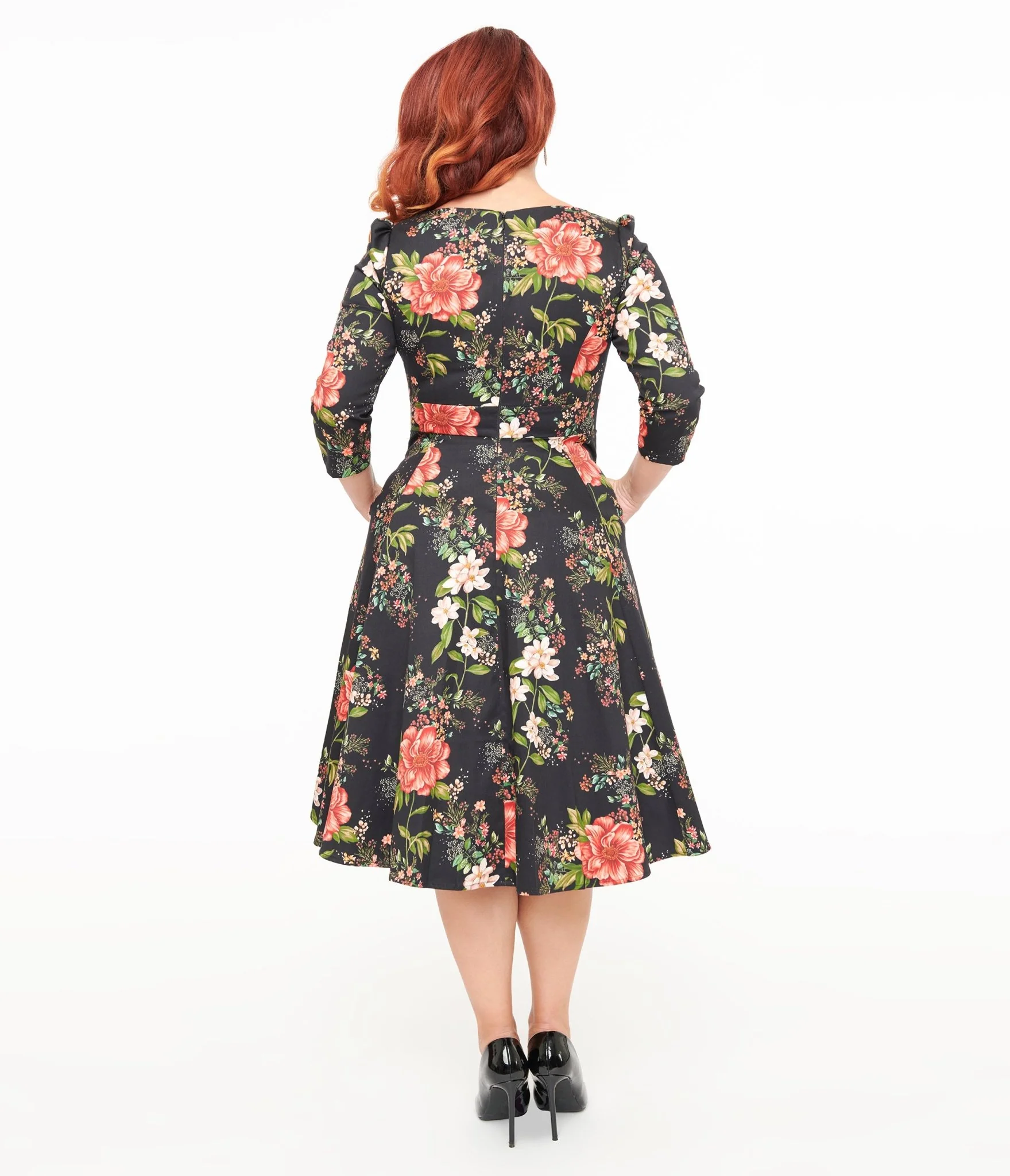Hearts & Roses Winter Floral Isla Swing Dress