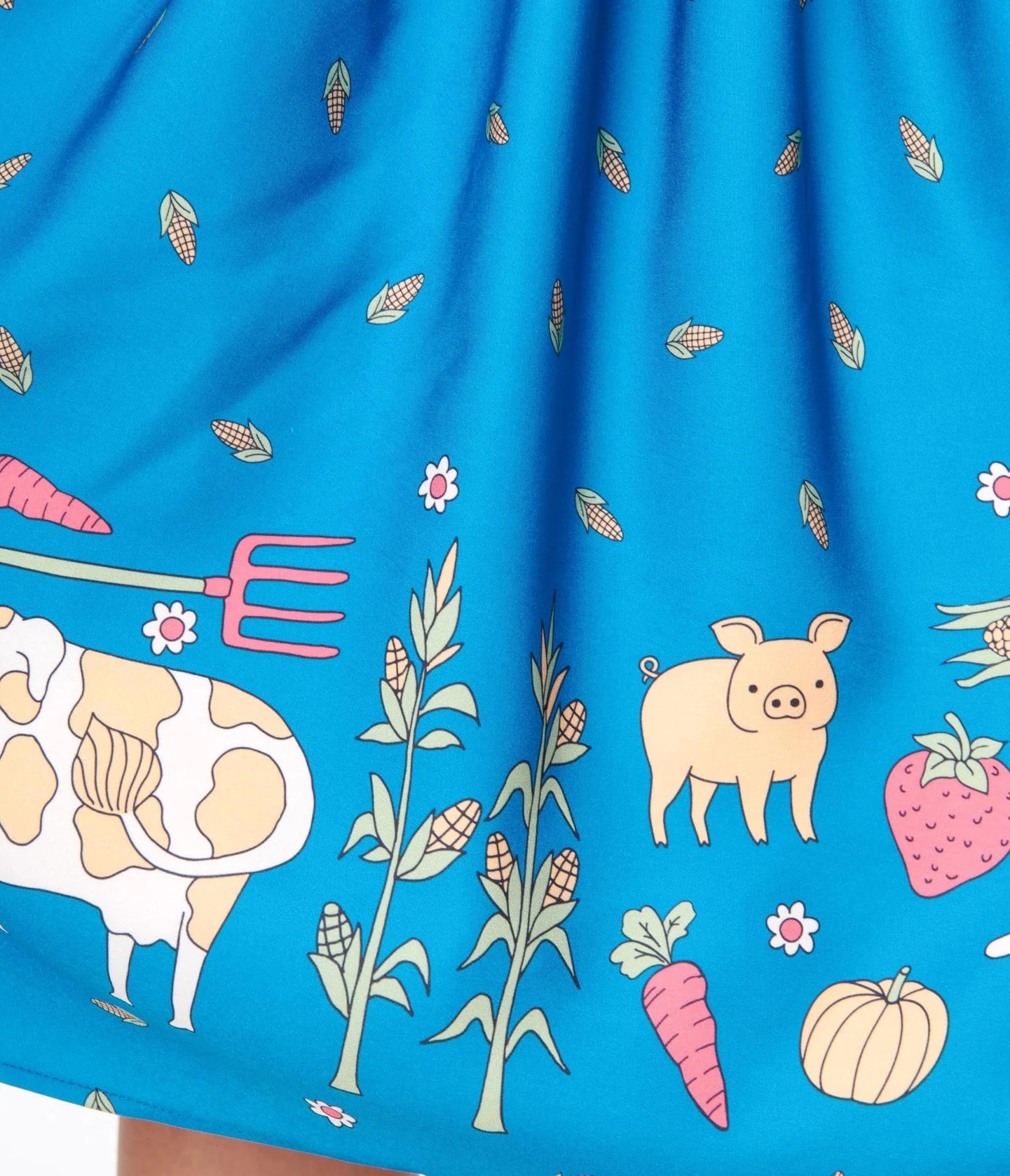 Unique Vintage Blue & White Farm Border Golightly Swing Dress