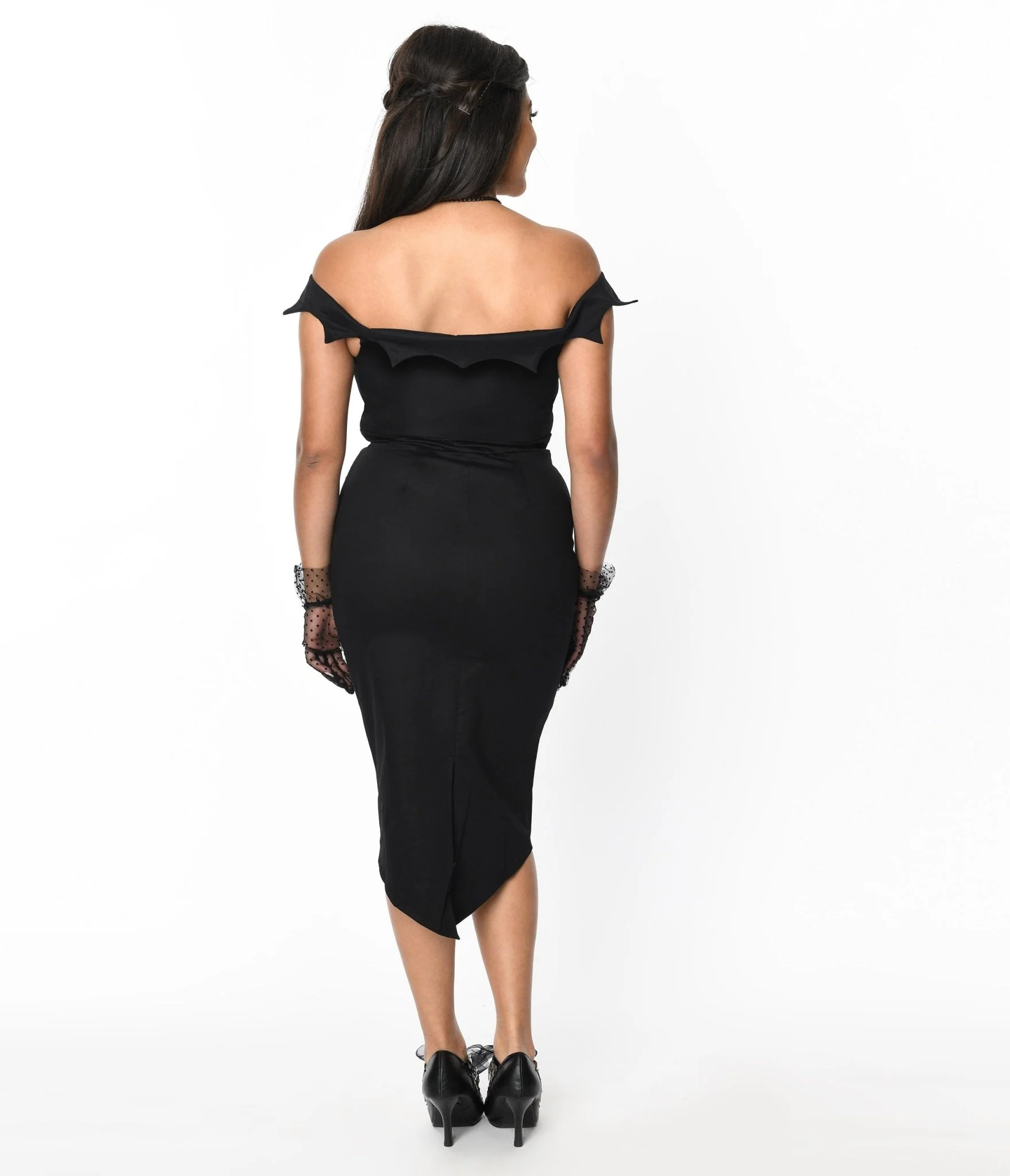 Black Bat Trim Bodycon Dress