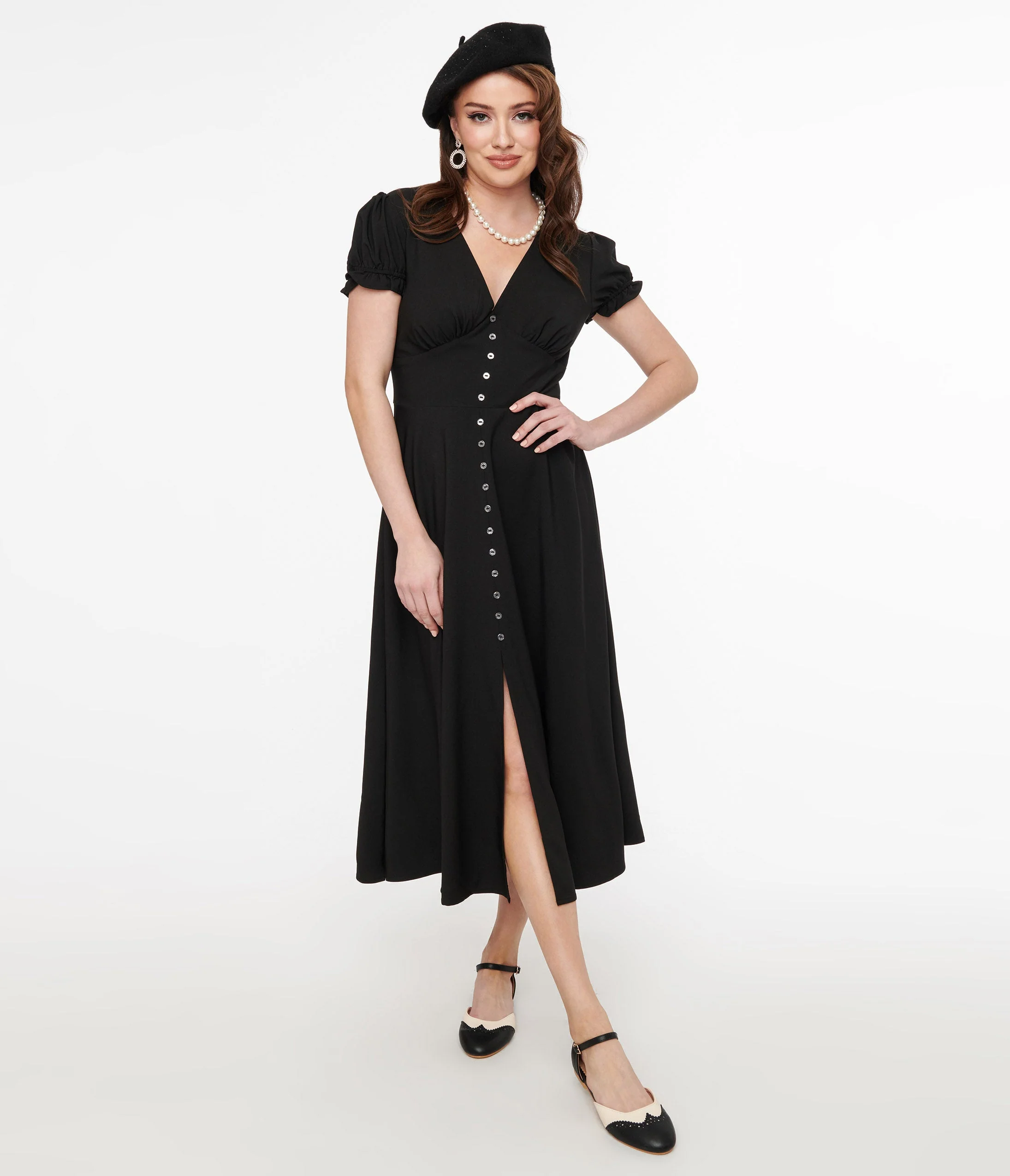 Hell Bunny 1930s Black Midi Jinx Dress