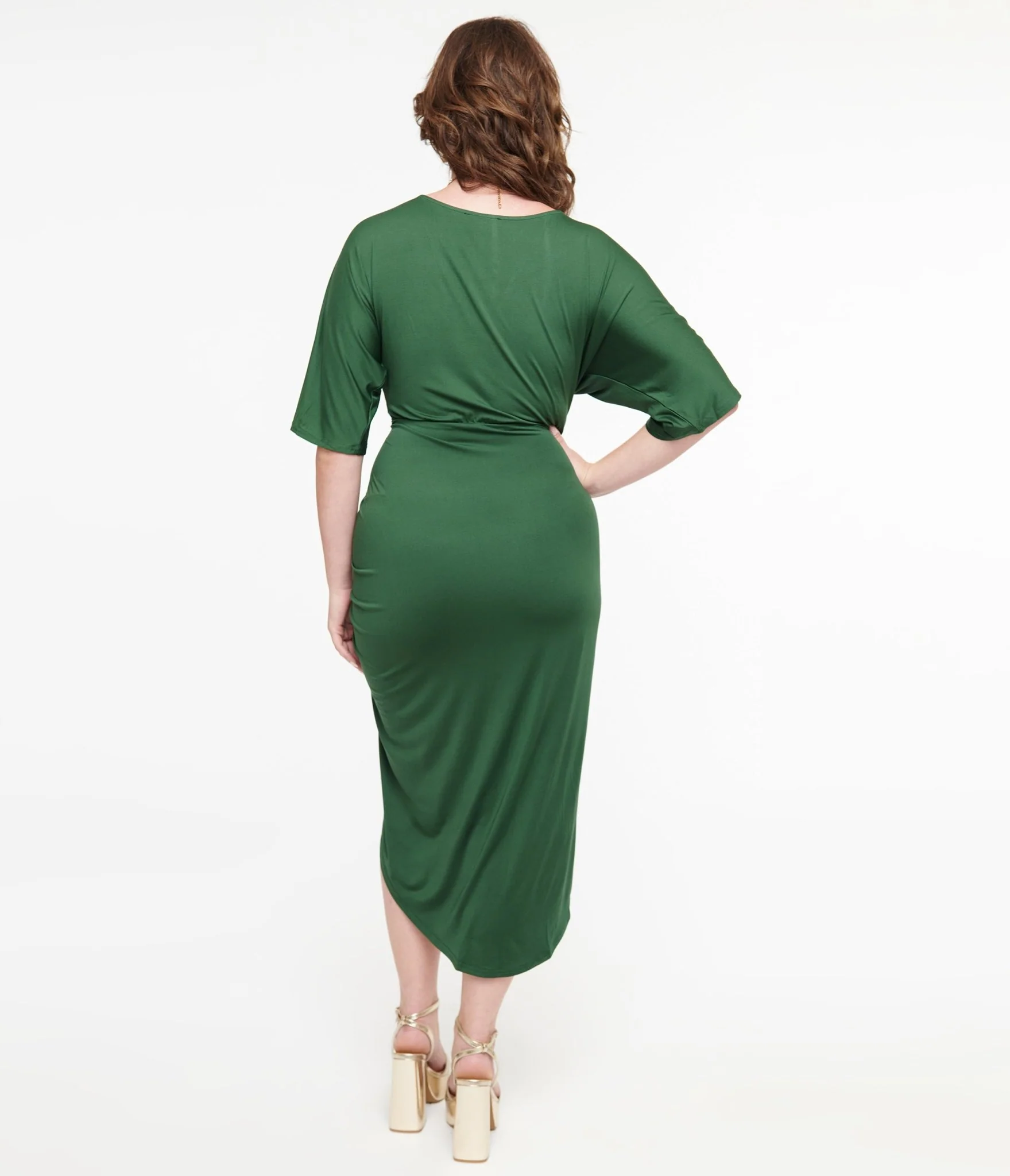 Hunter Green Ruched Wiggle Dress