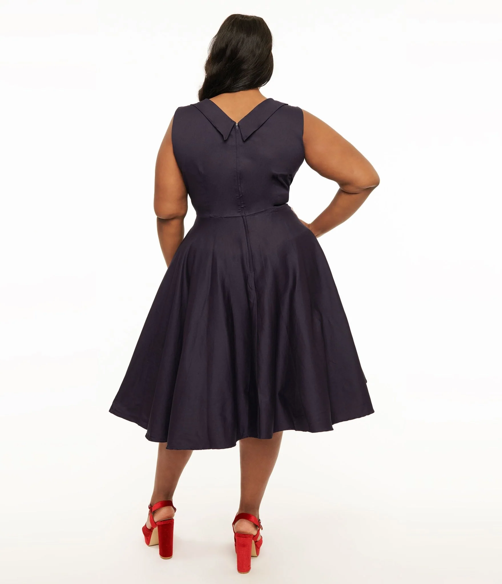 Dolly & Dotty 1950s Navy & Red Grace Swing Dress