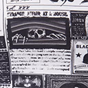 Retrolicious 1950s Black & White Halloween Newspaper Midi Dress