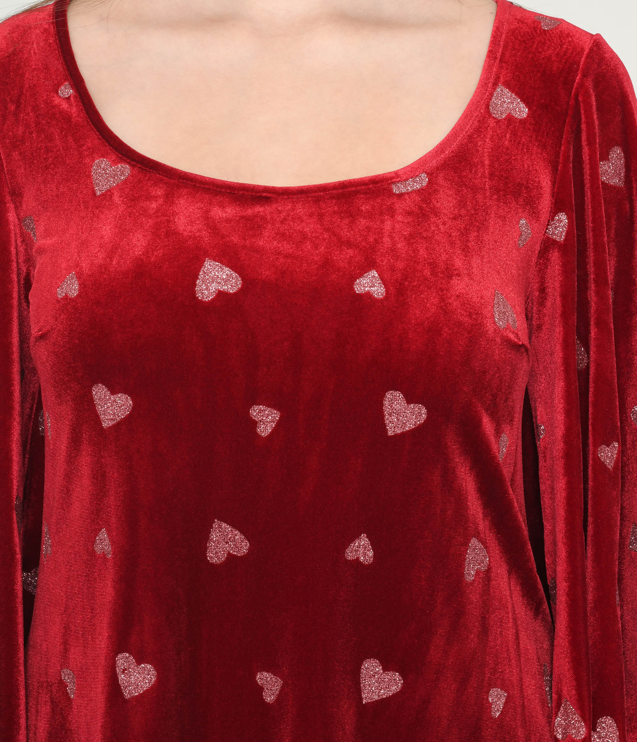 Smak Parlour Red Velvet & Pink Heart Downtown Scene Mini Dress