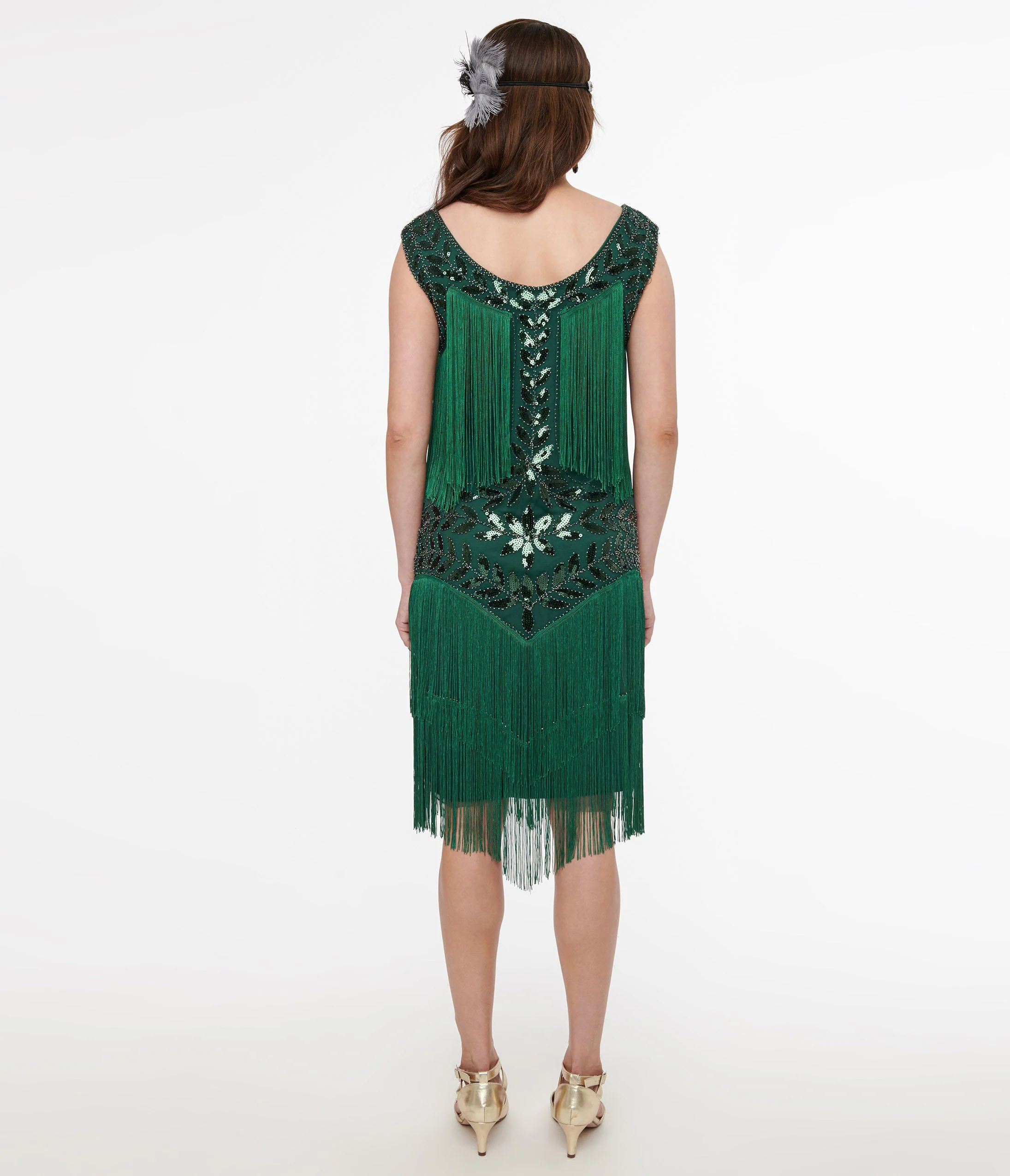 Green Beaded Fringe Flapper Dress