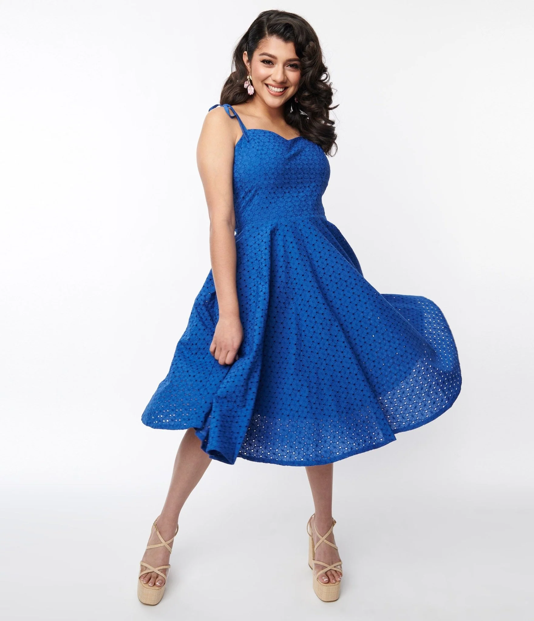 Royal Blue Eyelet Swing Sundress