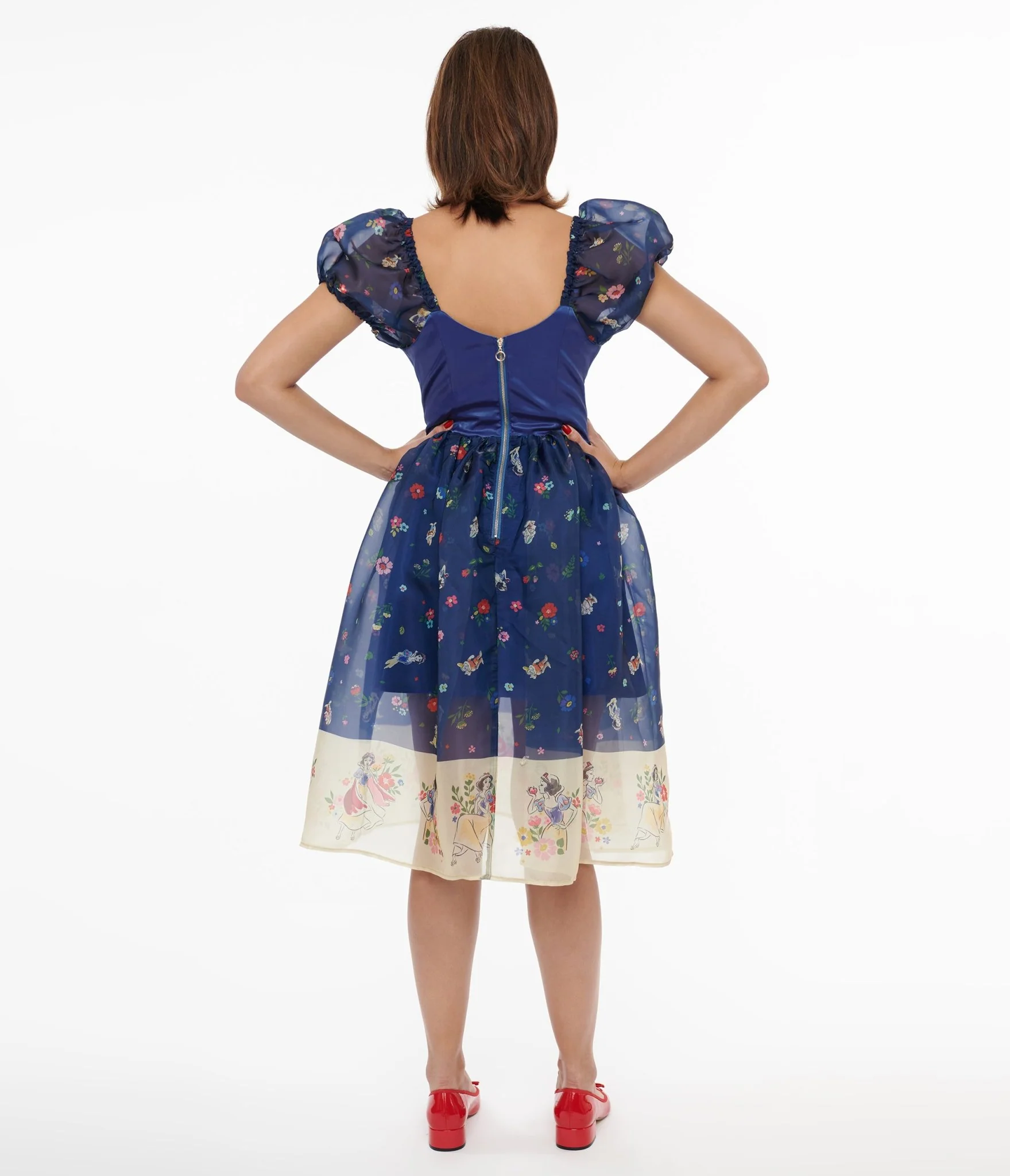 Disney Princess collection by Unique Vintage Blue Snow White Print Sweetheart Dress