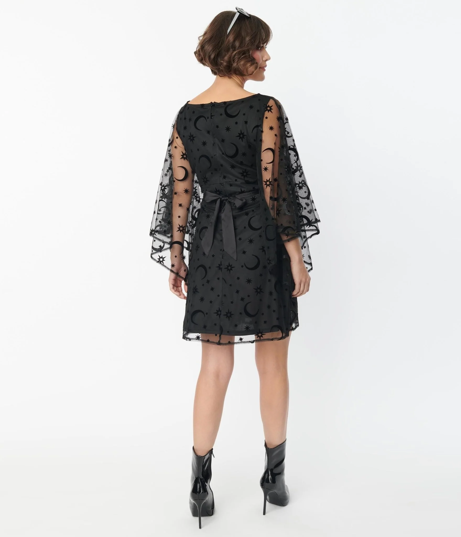 Smak Parlour Black Mesh Moon & Stars Social Climber Caftan
