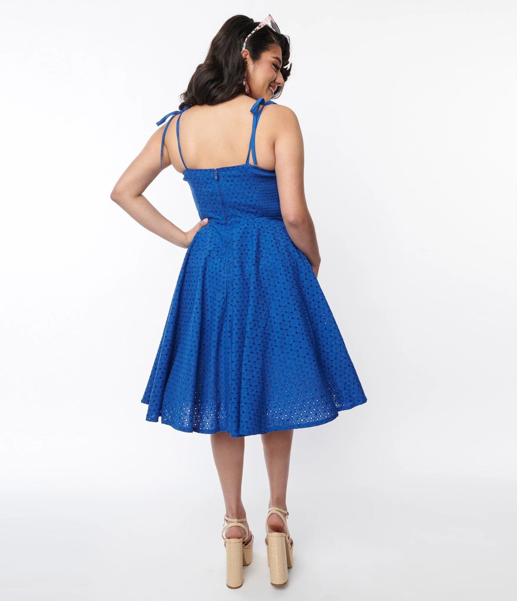 Royal Blue Eyelet Swing Sundress