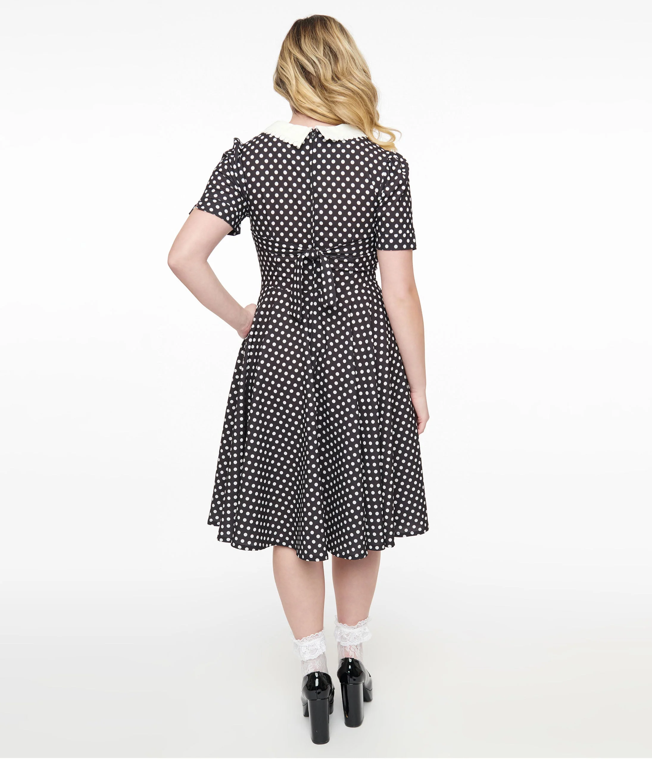 1950s Black & White Polka Dot Brielle Swing Dress