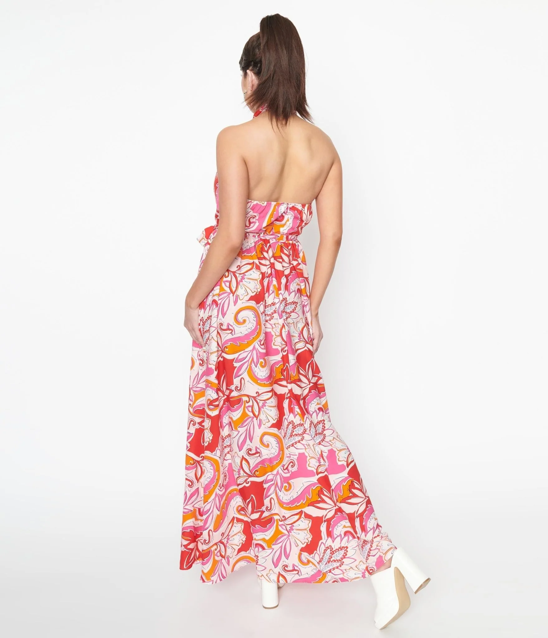Smak Parlour 1970s Pink & Red Floral Budding Romance Maxi Dress