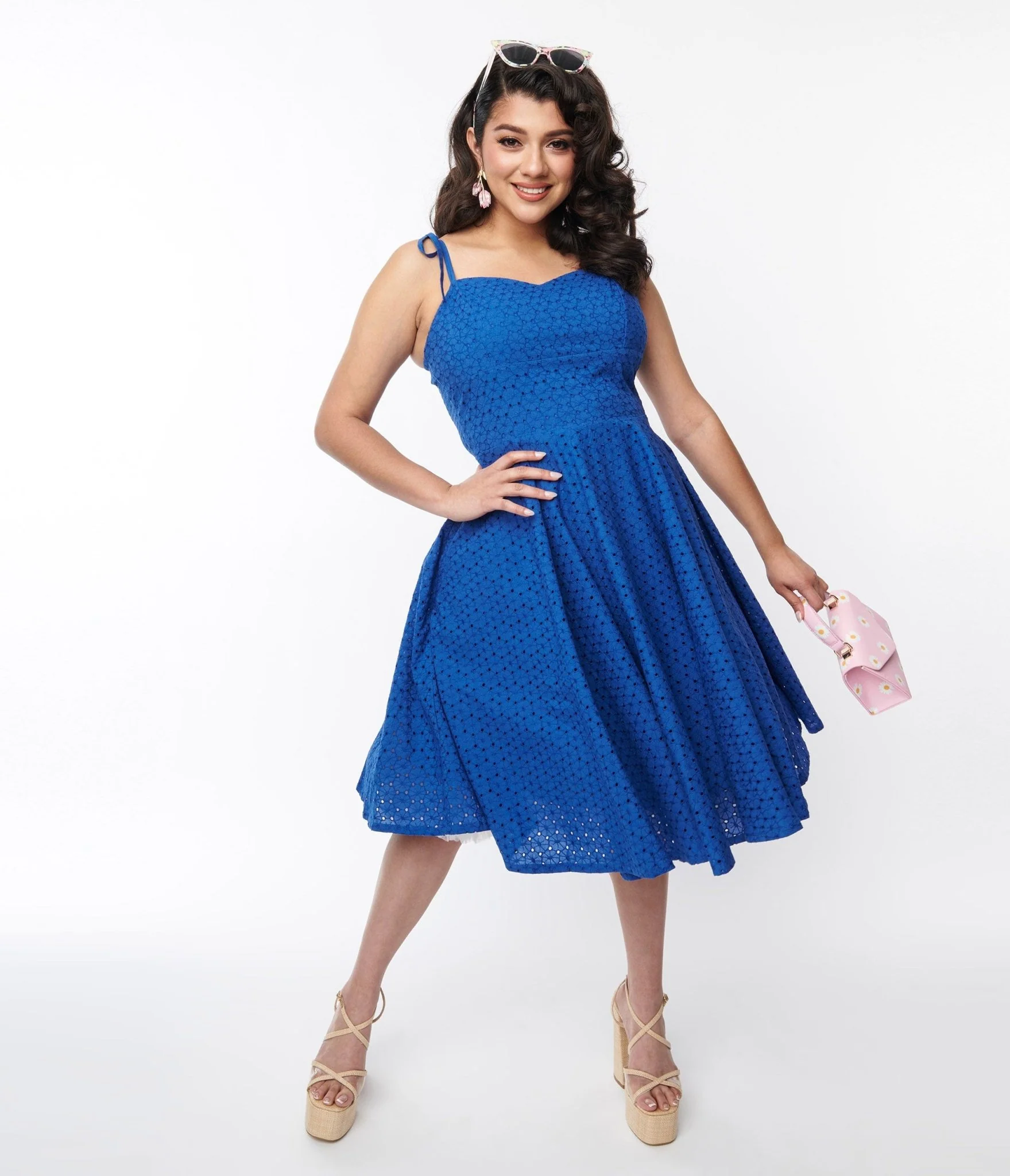 Royal Blue Eyelet Swing Sundress