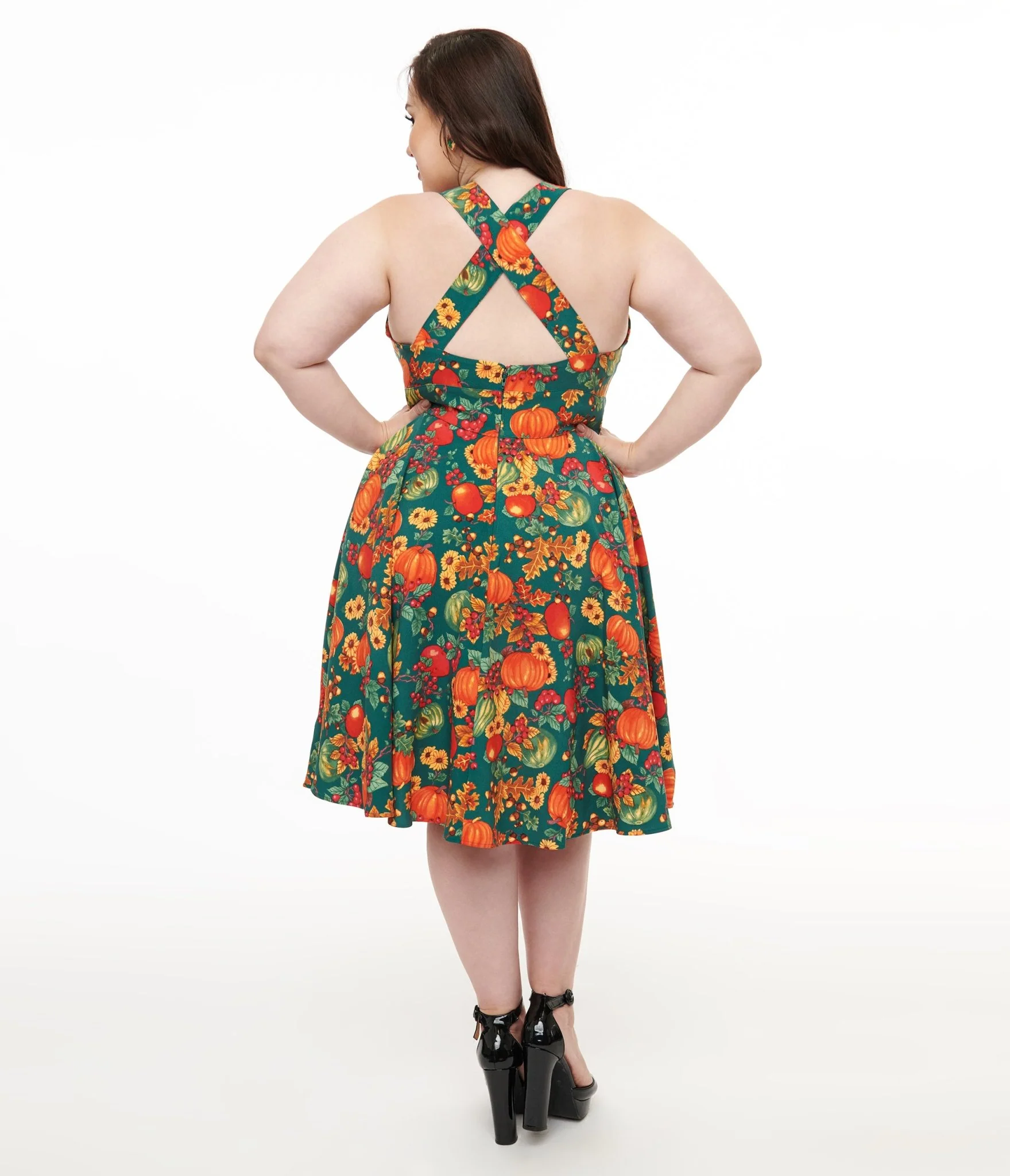 Hell Bunny Plus Size 1950s Autumn Pinafore Swing Dress